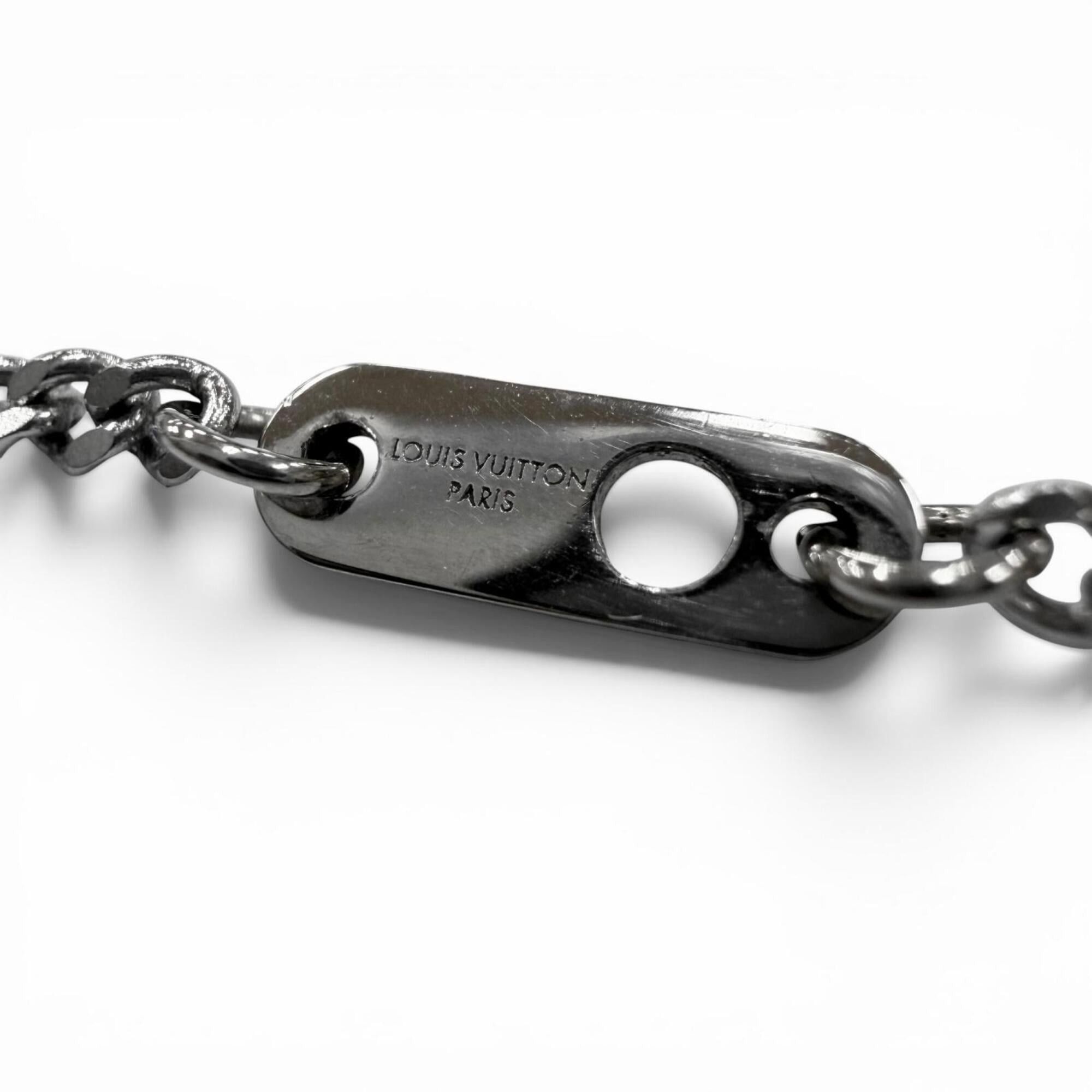 Louis Vuitton LOUIS VUITTON (Louis Vuitton) 2022 Model M00911 Necklace - LV Award Pendant Accessory, Silver & Black, Made in Italy, Men's Size ONE SIZE - 5 Thumbnail