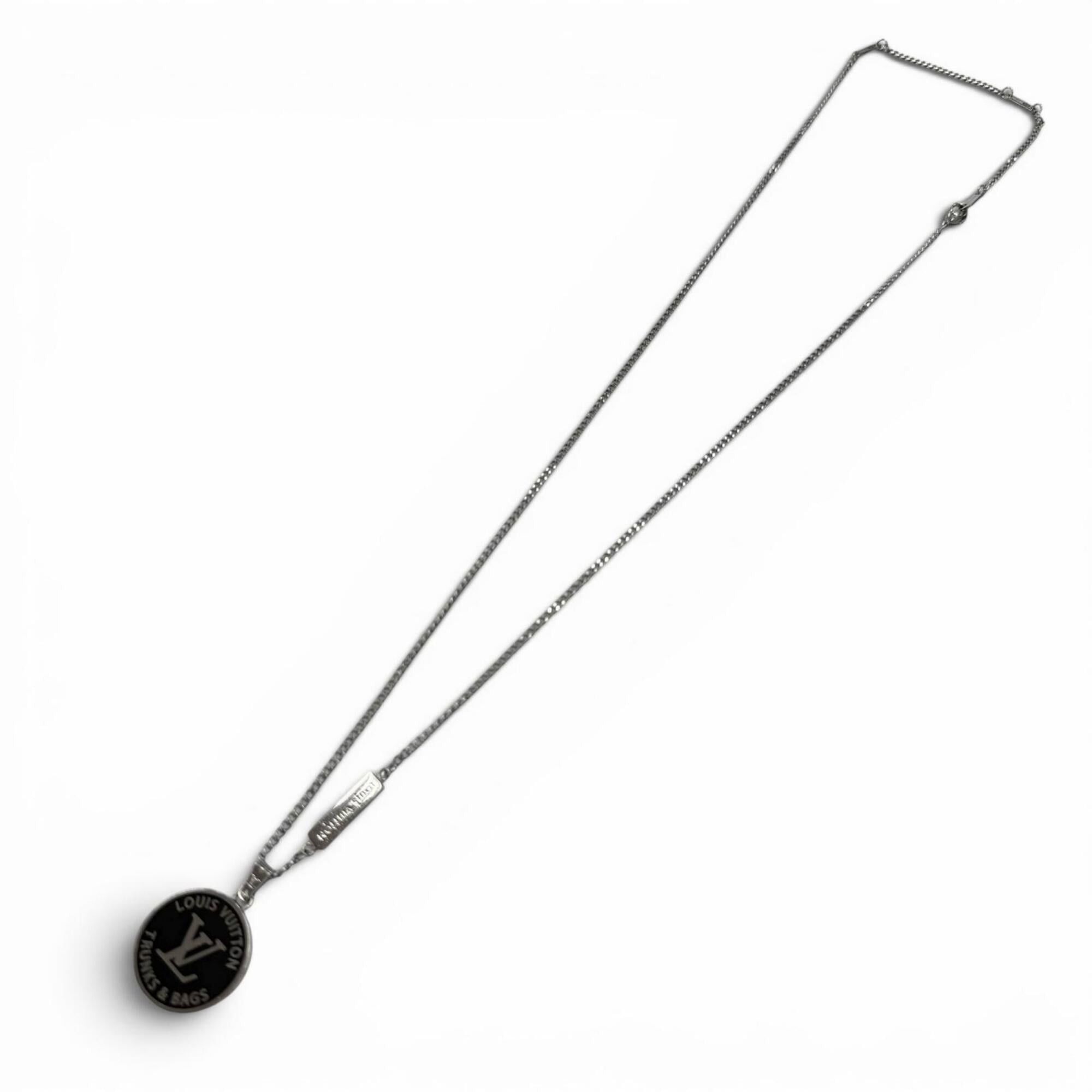 Louis Vuitton LOUIS VUITTON (Louis Vuitton) 2022 Model M00911 Necklace - LV Award Pendant Accessory, Silver & Black, Made in Italy, Men's Size ONE SIZE - 3 Thumbnail