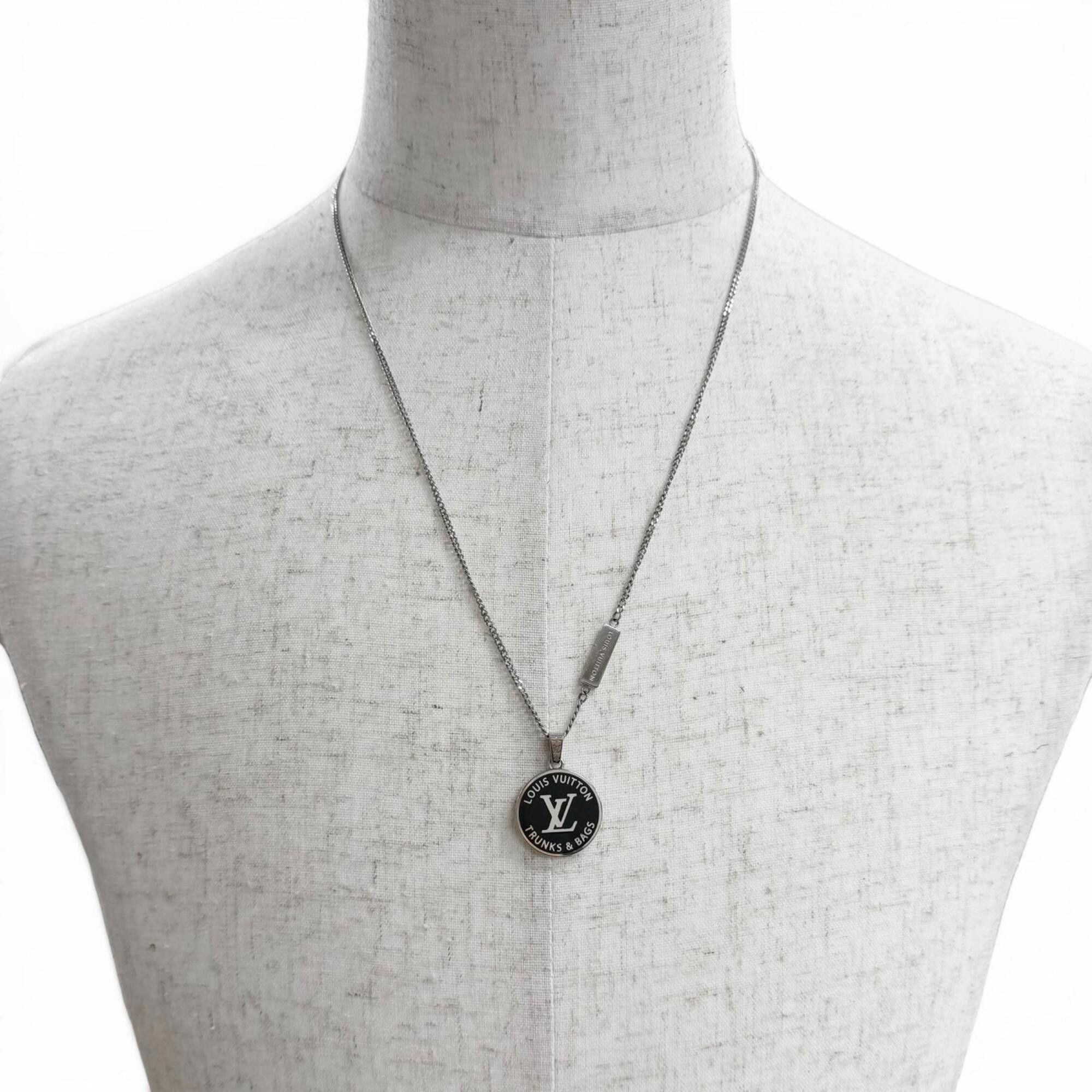 Louis Vuitton LOUIS VUITTON (Louis Vuitton) 2022 Model M00911 Necklace - LV Award Pendant Accessory, Silver & Black, Made in Italy, Men's Size ONE SIZE - 2 Thumbnail