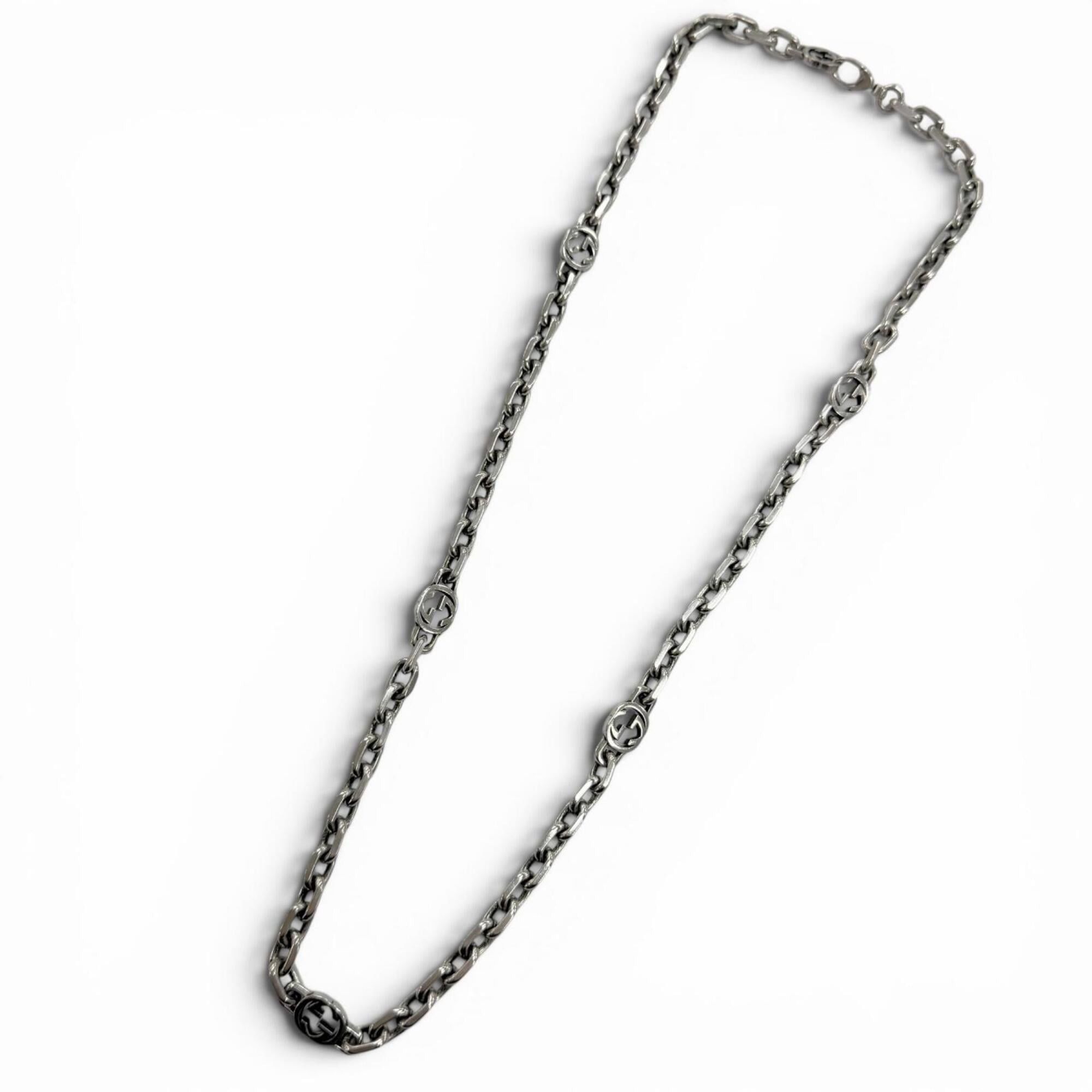 Gucci GUCCI 616941 AG925 Interlocking G Chain Necklace, Silver, Made in Italy, Weight 57.3g, Men's, Comes with Box and Dust Bag. Size ONE SIZE - 4 Thumbnail