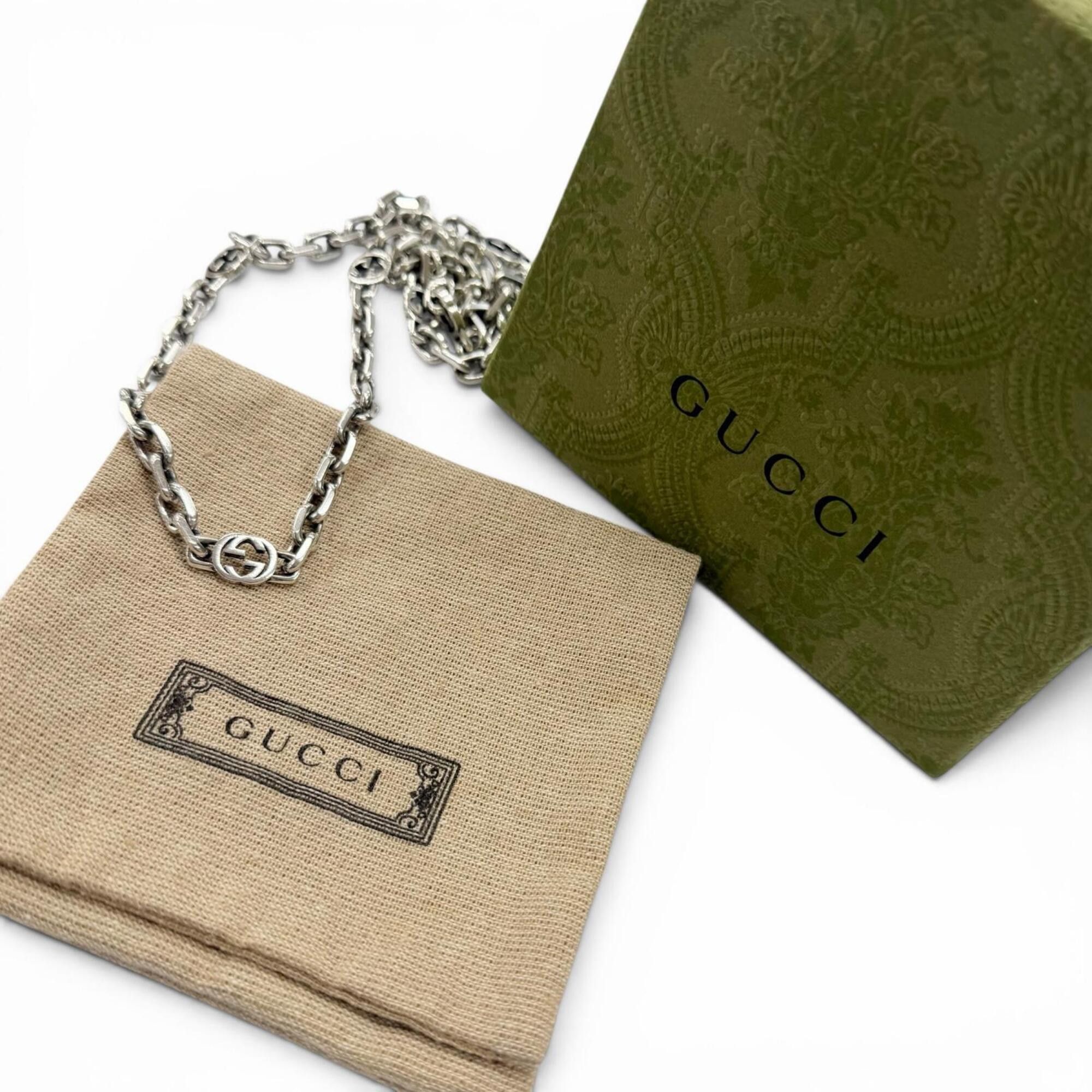 Gucci GUCCI 616941 AG925 Interlocking G Chain Necklace, Silver, Made in Italy, Weight 57.3g, Men's, Comes with Box and Dust Bag. Size ONE SIZE - 2 Thumbnail
