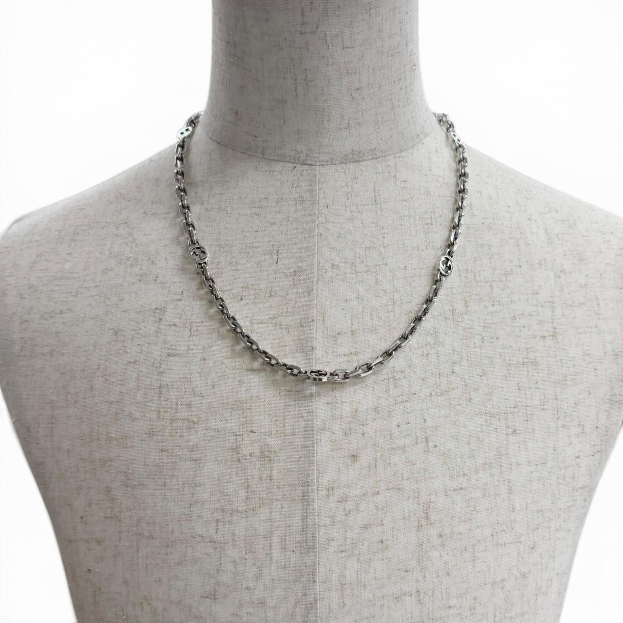 Gucci GUCCI 616941 AG925 Interlocking G Chain Necklace, Silver, Made in Italy, Weight 57.3g, Men's, Comes with Box and Dust Bag. Size ONE SIZE - 3 Thumbnail