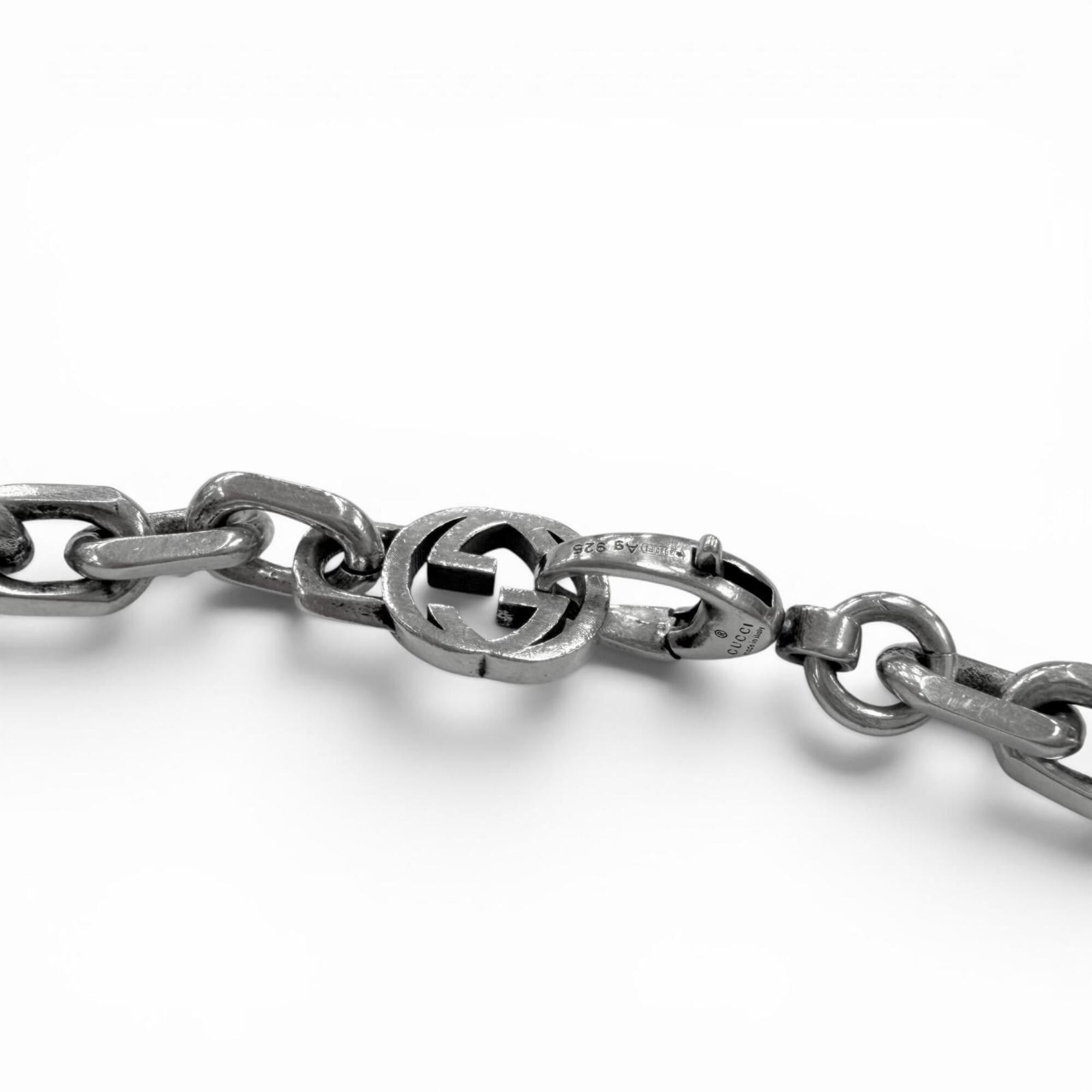 Gucci GUCCI 616941 AG925 Interlocking G Chain Necklace, Silver, Made in Italy, Weight 57.3g, Men's, Comes with Box and Dust Bag. Size ONE SIZE - 5 Thumbnail