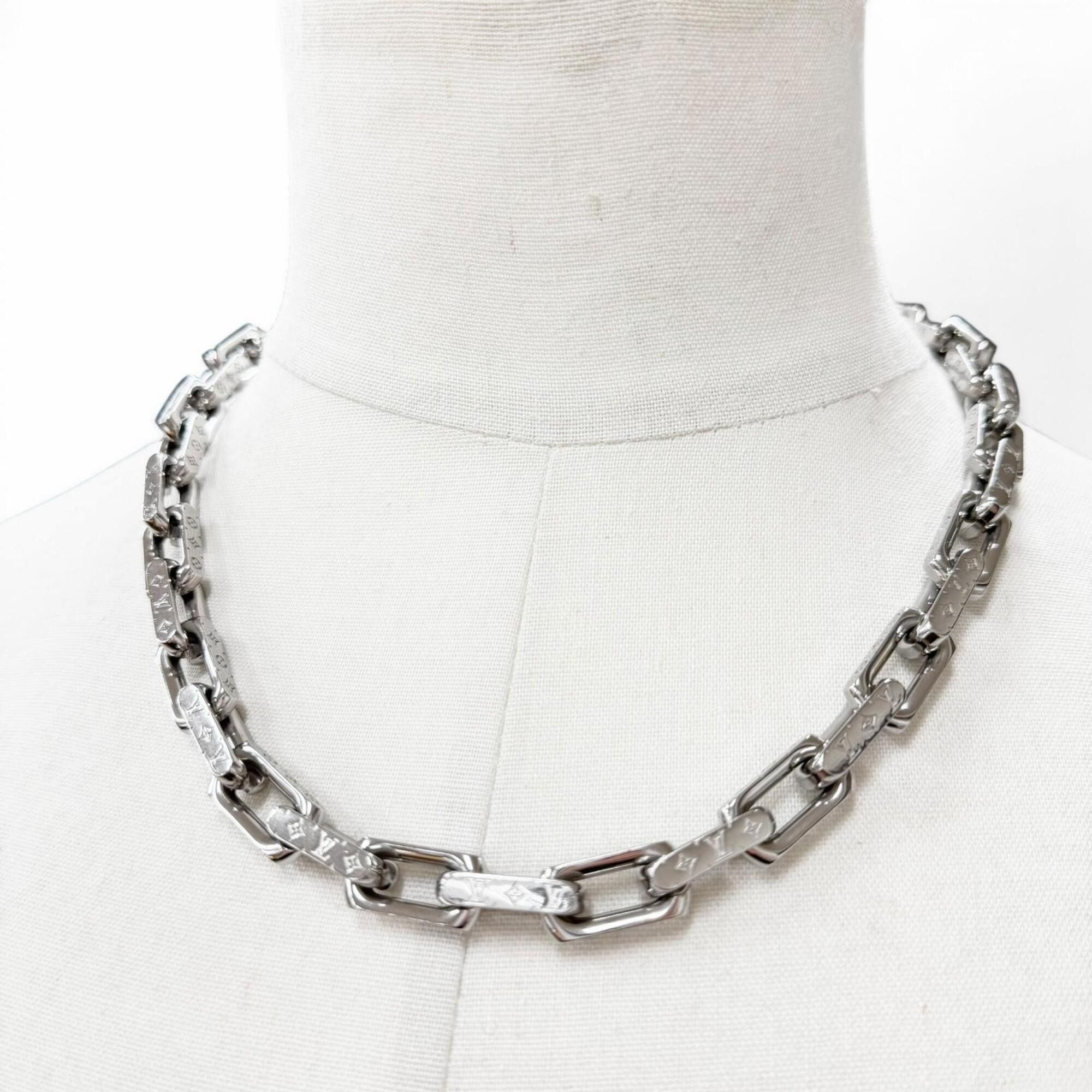 Louis Vuitton LOUIS VUITTON M00307 Collier Chain Monogram Necklace, Silver, Made in Italy, Men's Accessory, Comes with Box and Dust Bag. Size ONE SIZE - 3 Thumbnail
