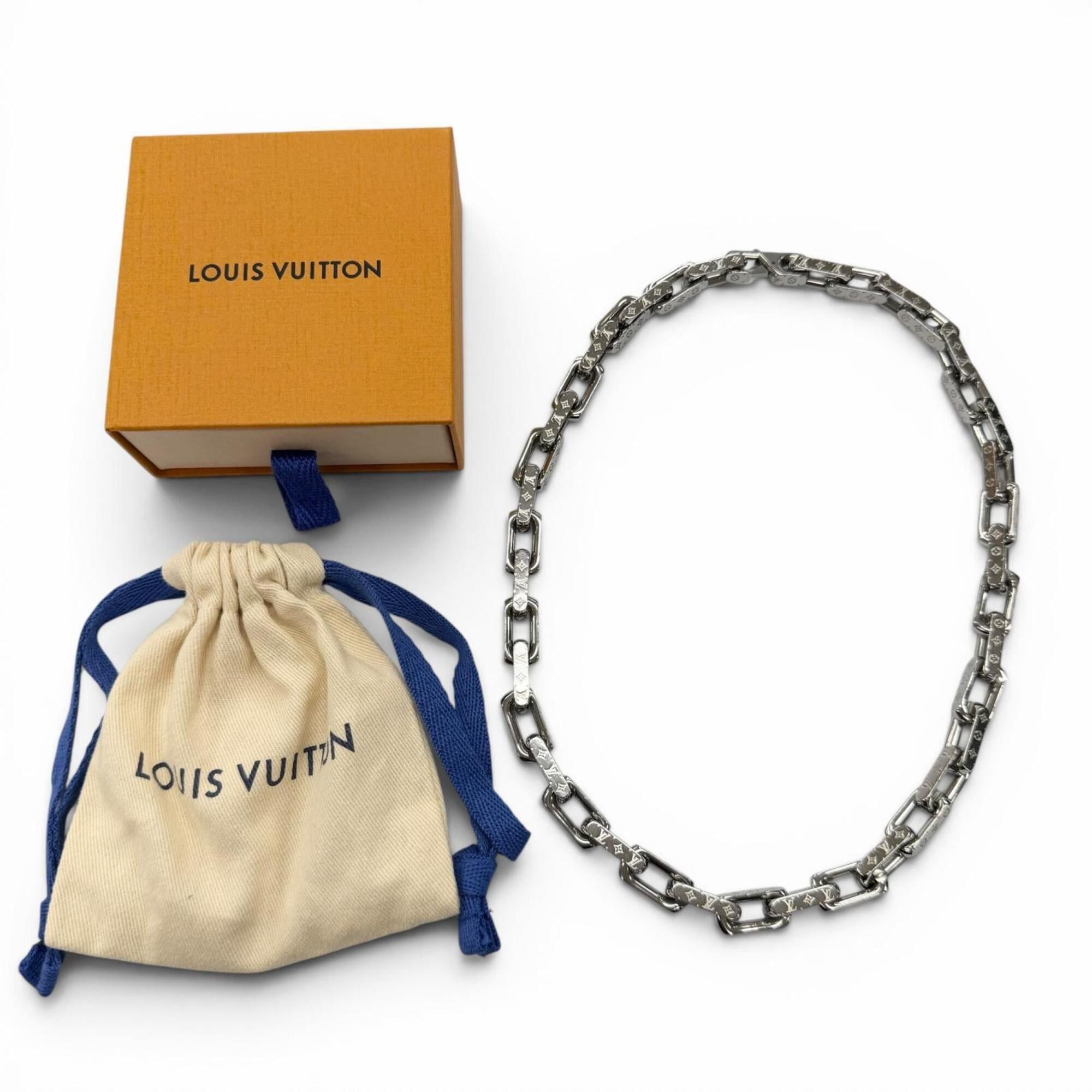 Louis Vuitton LOUIS VUITTON M00307 Collier Chain Monogram Necklace, Silver, Made in Italy, Men's Accessory, Comes with Box and Dust Bag. Size ONE SIZE - 2 Thumbnail