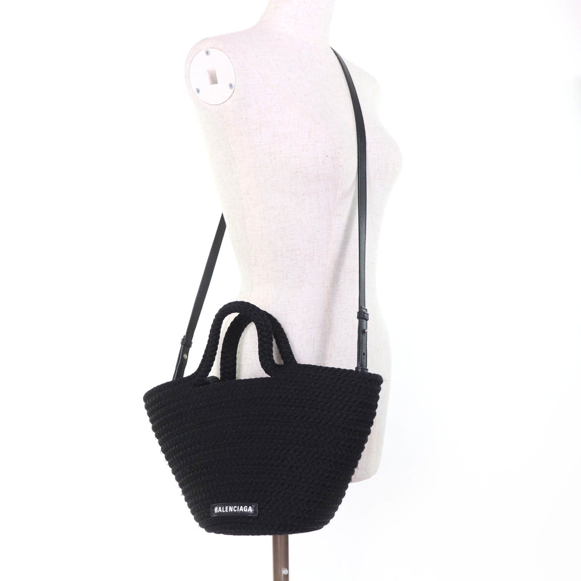 Balenciaga BALENCIAGA 695612 Ibiza Small Leather Trim 2-Way Handbag/Shoulder Bag, Black, Made in Italy, Women's Size ONE SIZE - 9 Thumbnail