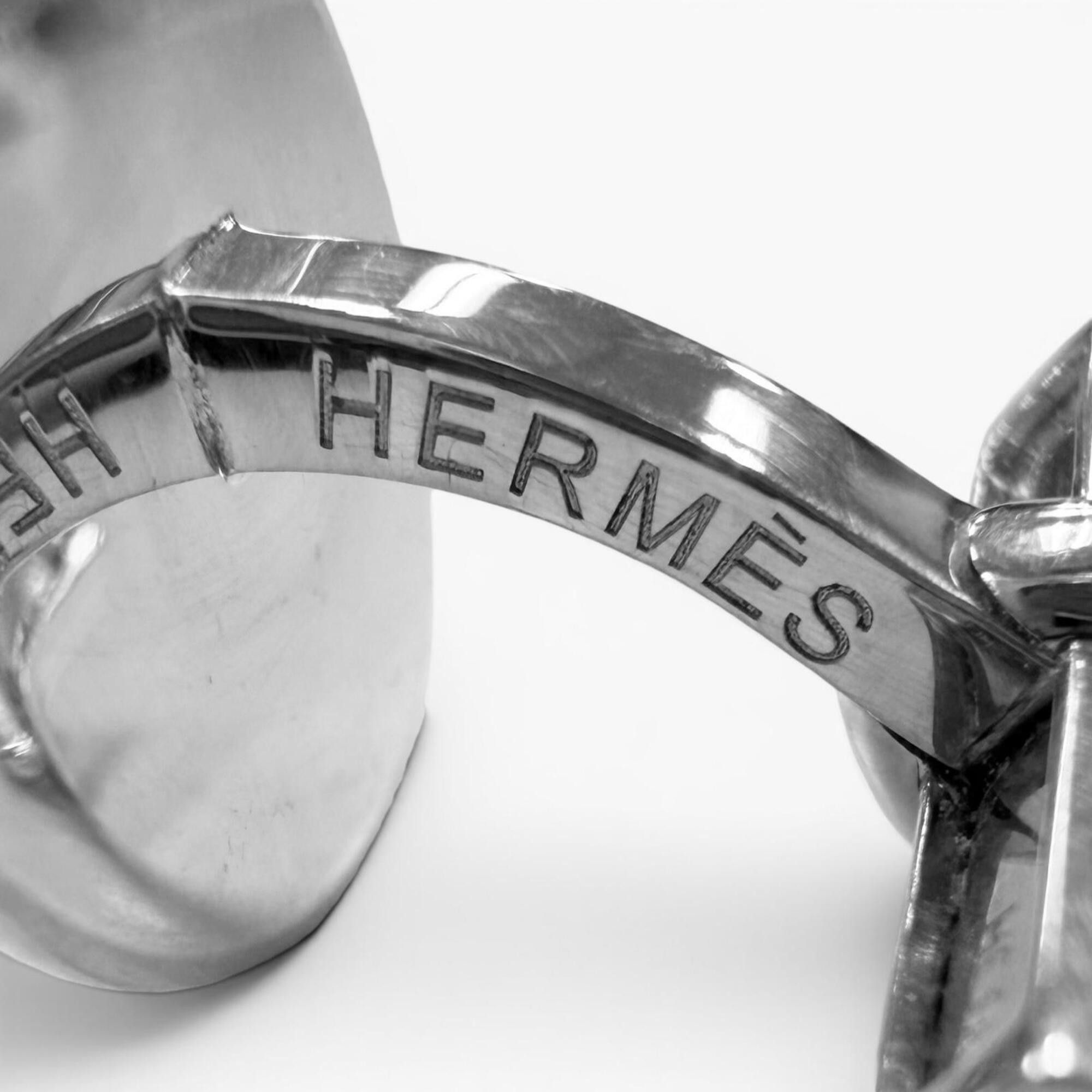 Hermes HERMES AG925 Sellier motif Clou de Selle cufflinks, silver, made in France, total weight 13.23g, men's, with box. Size ONE SIZE - 5 Thumbnail