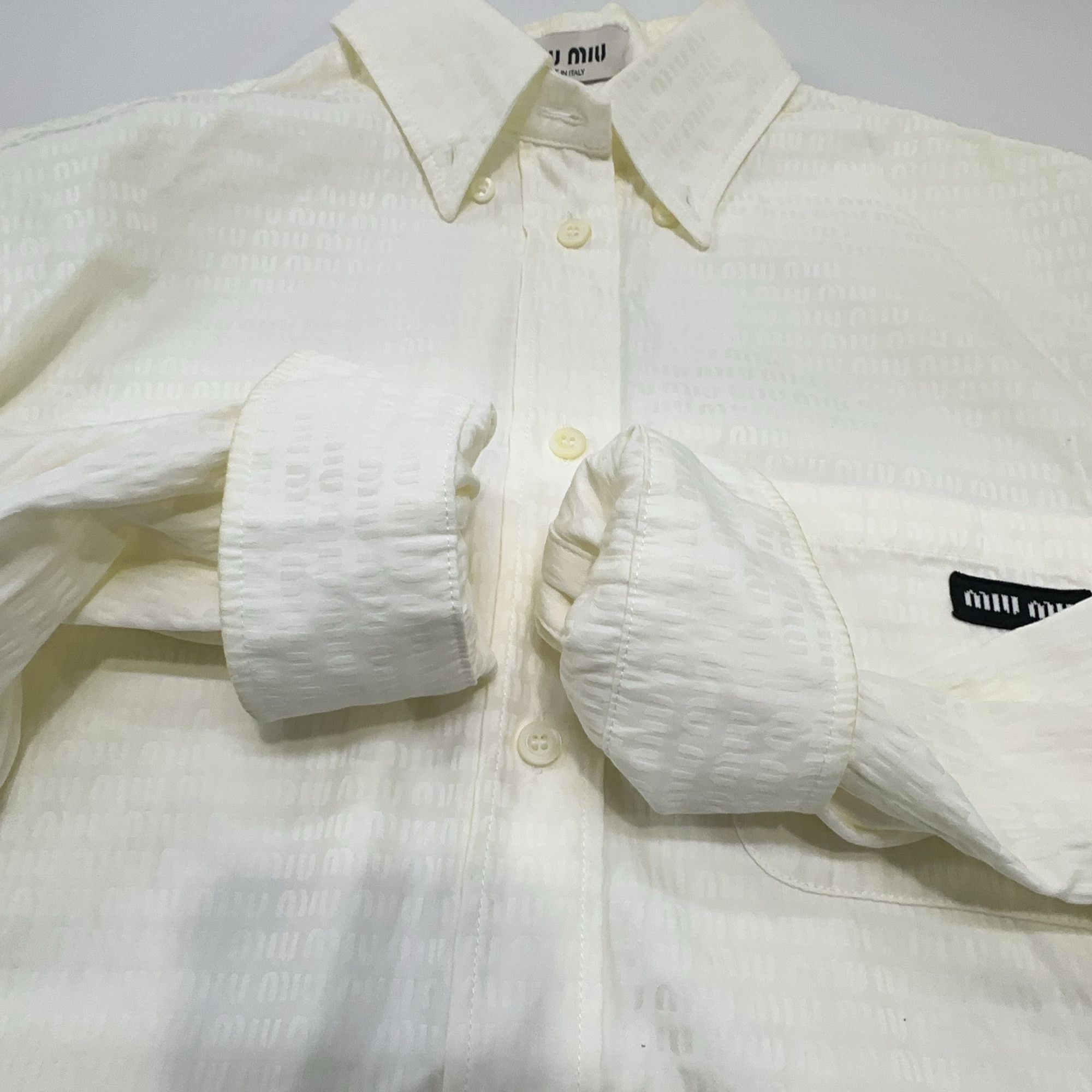 Miu Miu Miu Miu Logo Jacquard Button Up Shirt Size 38 Size XS / US 0-2 / IT 36-38 - 7 Thumbnail