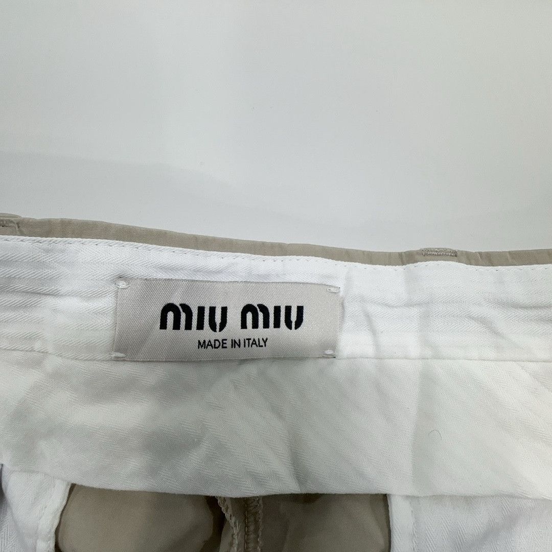 Miu Miu Miu Miu Beige Logo Embroidery Straight Pants Size 38 Size 26" / US 2 / IT 38 - 3 Thumbnail