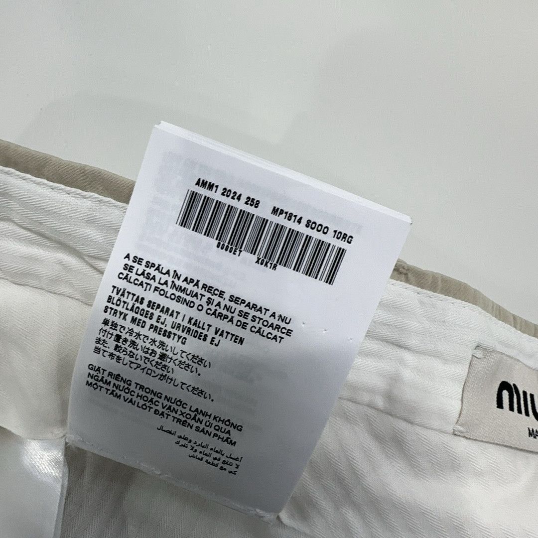 Miu Miu Miu Miu Beige Logo Embroidery Straight Pants Size 38 Size 26" / US 2 / IT 38 - 6 Thumbnail