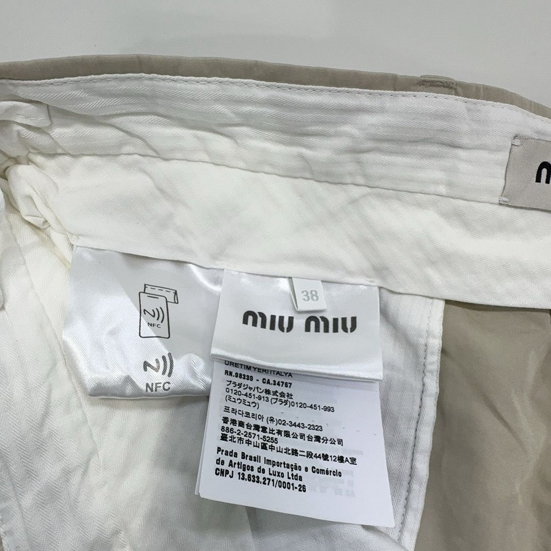 Miu Miu Miu Miu Beige Logo Embroidery Straight Pants Size 38 Size 26" / US 2 / IT 38 - 4 Thumbnail