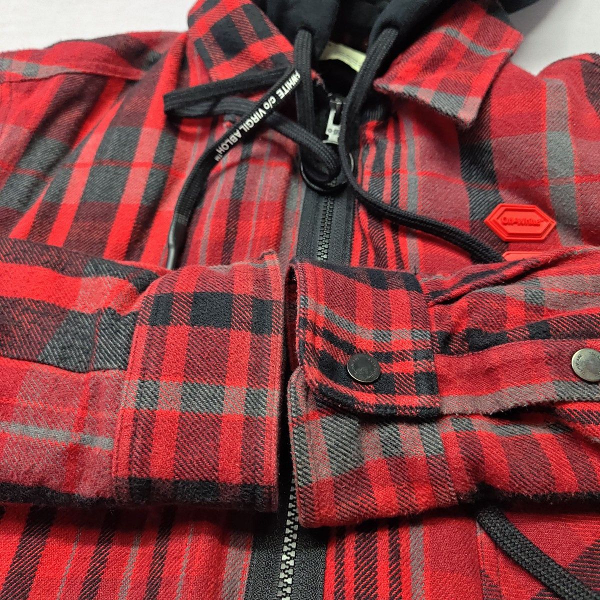 Off-White OFF-WHITE Red Plaid Flannel Zip Jacket Size XS Size US XS / EU 42 / 0 - 14 Thumbnail