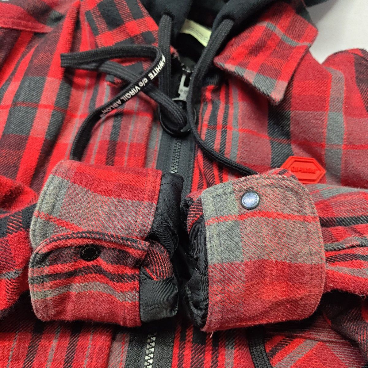 Off-White OFF-WHITE Red Plaid Flannel Zip Jacket Size XS Size US XS / EU 42 / 0 - 13 Thumbnail
