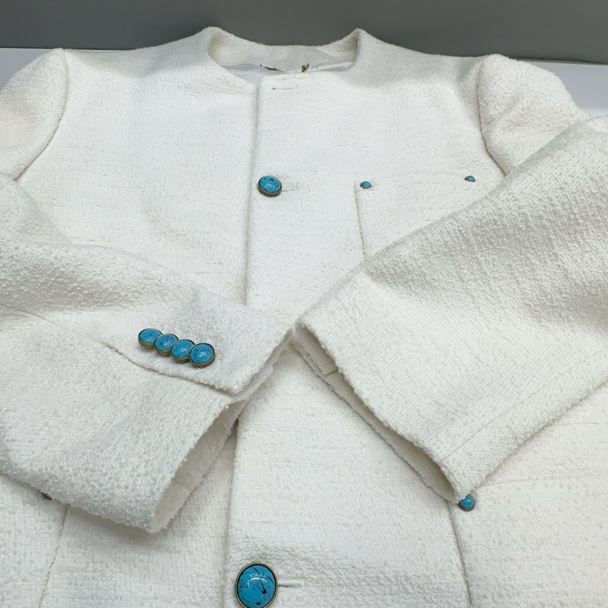 Louis Vuitton Louis Vuitton White Tweed Jacket Size M Size US M / EU 48-50 / 2 - 10 Thumbnail