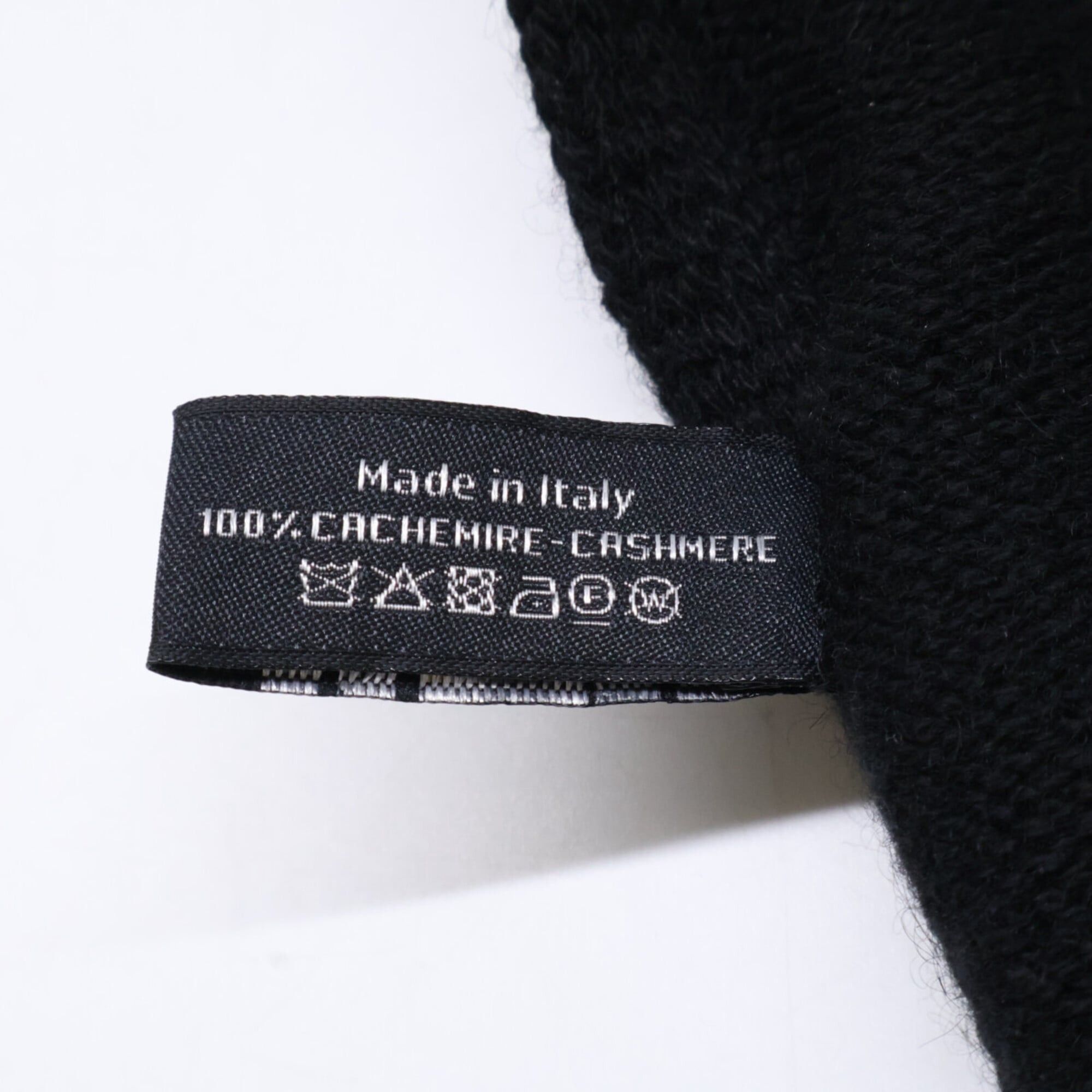 Chanel CHANEL Clover Coco Mark Embroidered Cashmere Scarf, Black, Women's Size ONE SIZE - 6 Thumbnail