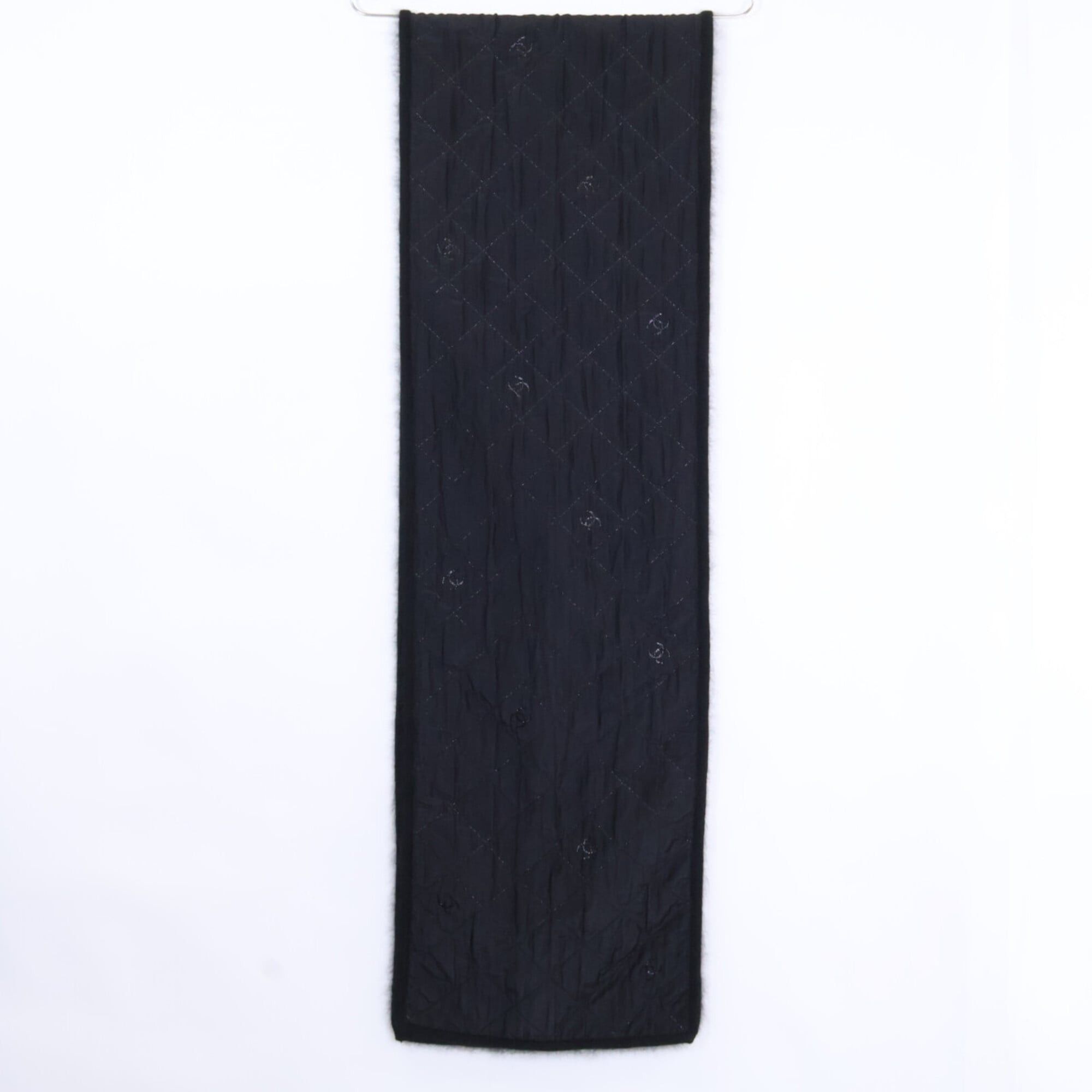 Chanel CHANEL H6284 Wool Silk Angora Glitter Coco Mark Embroidered Scarf Black Women's Size ONE SIZE - 3 Thumbnail