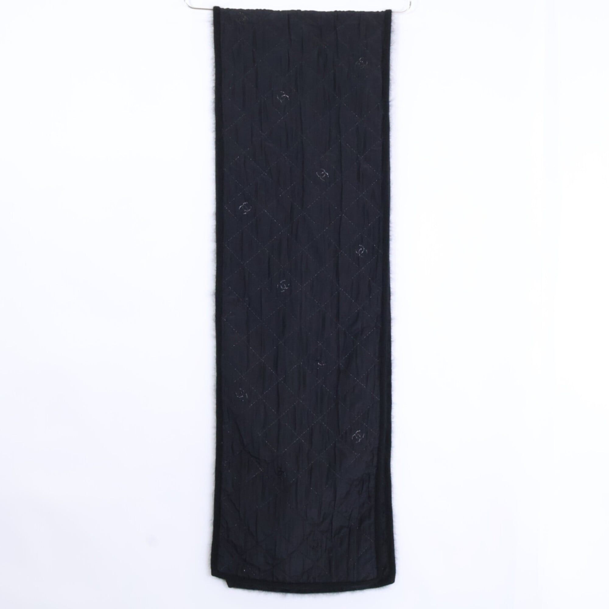 Chanel CHANEL H6284 Wool Silk Angora Glitter Coco Mark Embroidered Scarf Black Women's Size ONE SIZE - 2 Thumbnail