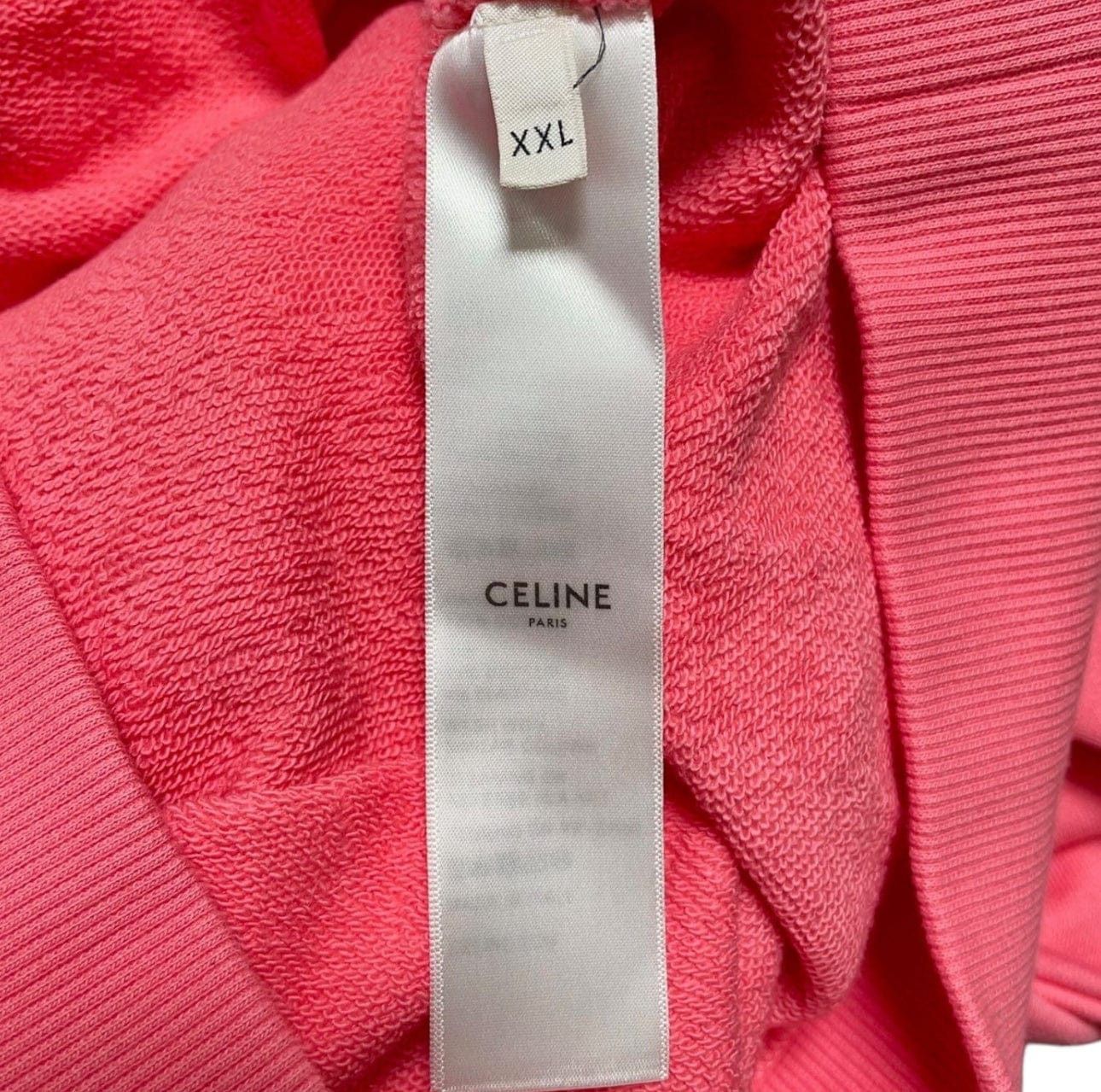 Celine Logo Hooded Sweatshirt Pink Size US XXL / EU 58 / 5 - 6 Thumbnail