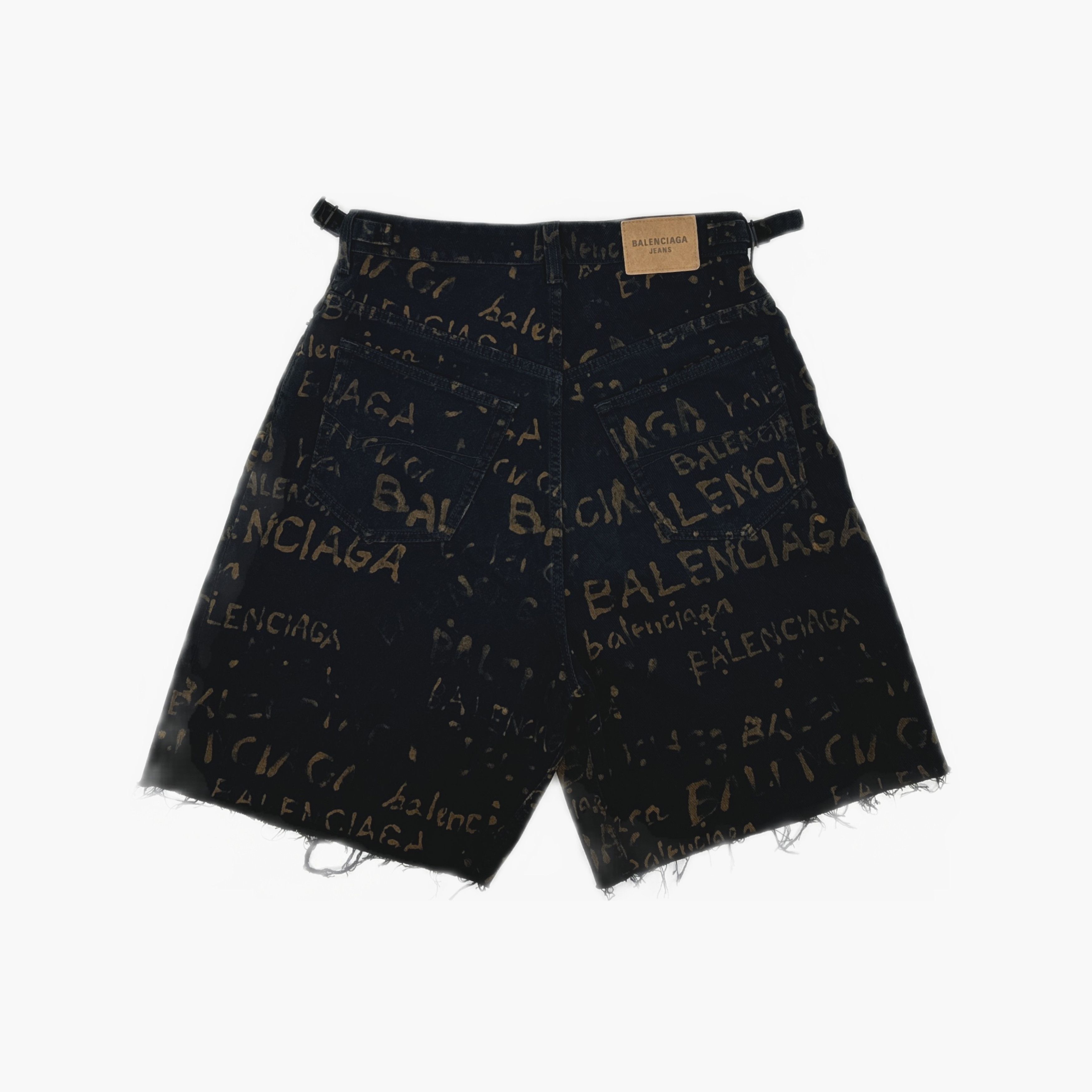 Balenciaga Balenciaga Graffiti Logo Denim Shorts Size 30 Size US 30 / EU 46 - 2 Thumbnail