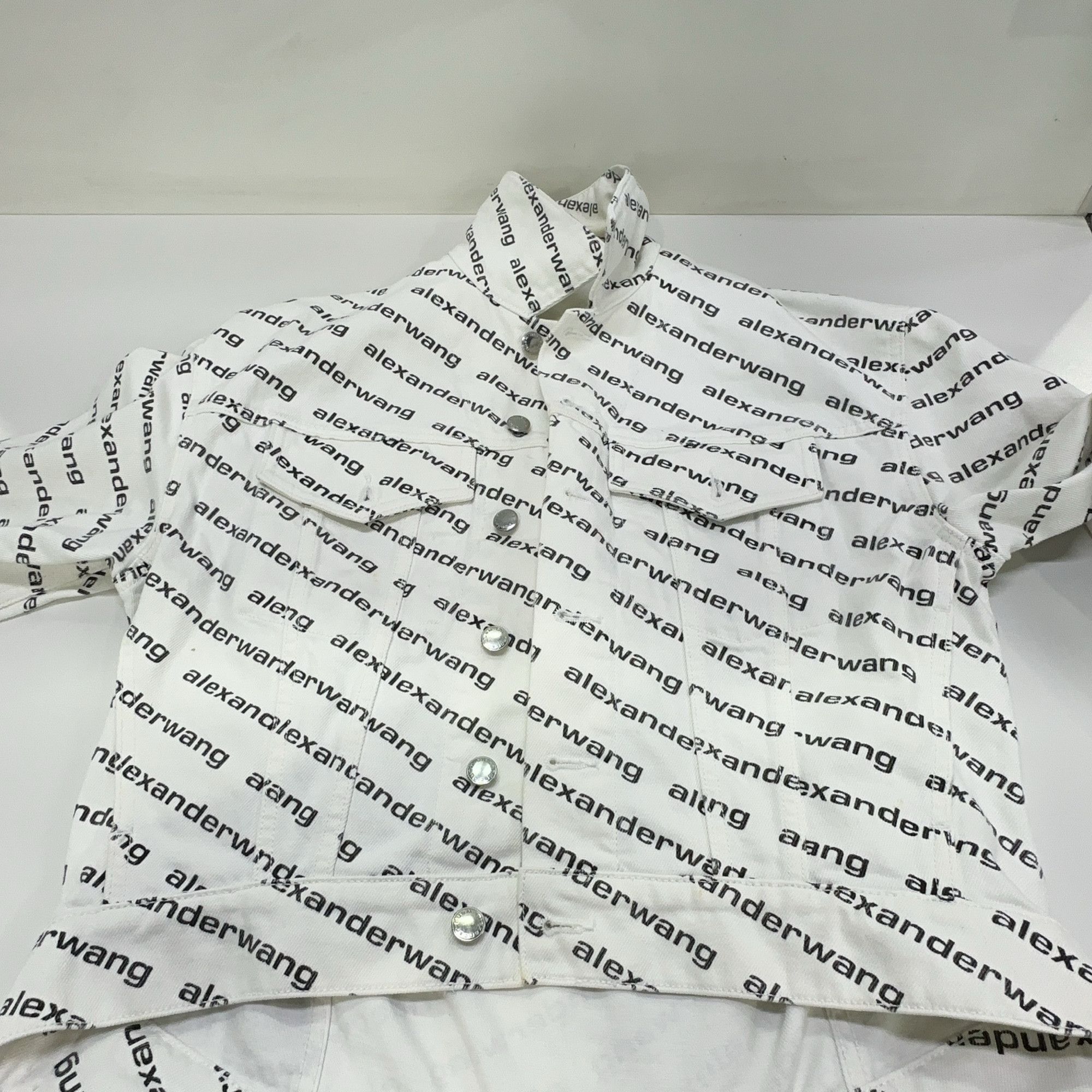 Alexander Wang Alexander Wang All-Over Logo Denim Jacket Size XS Size XS / US 0-2 / IT 36-38 - 6 Thumbnail