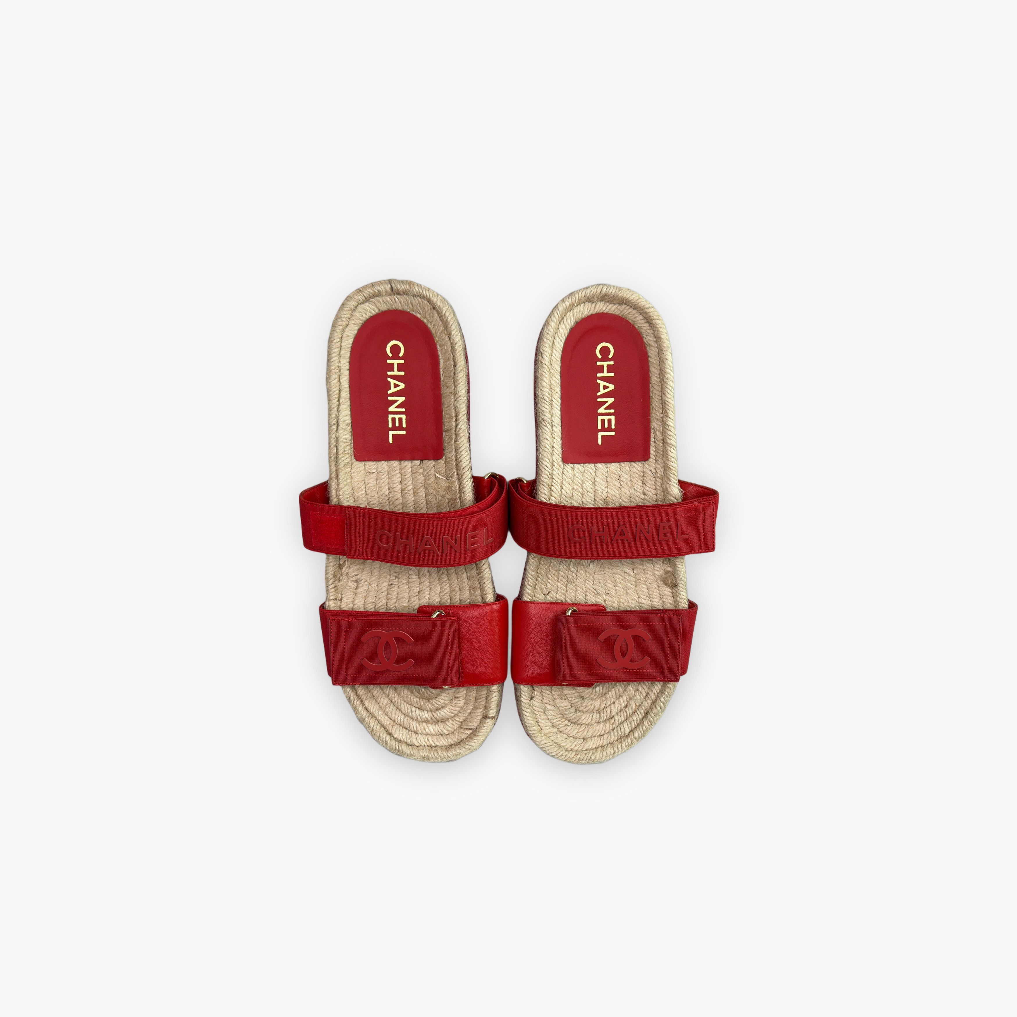 Chanel Chanel Red Logo Velcro Sandals Size 40 Size US 10 / IT 40 - 9 Thumbnail