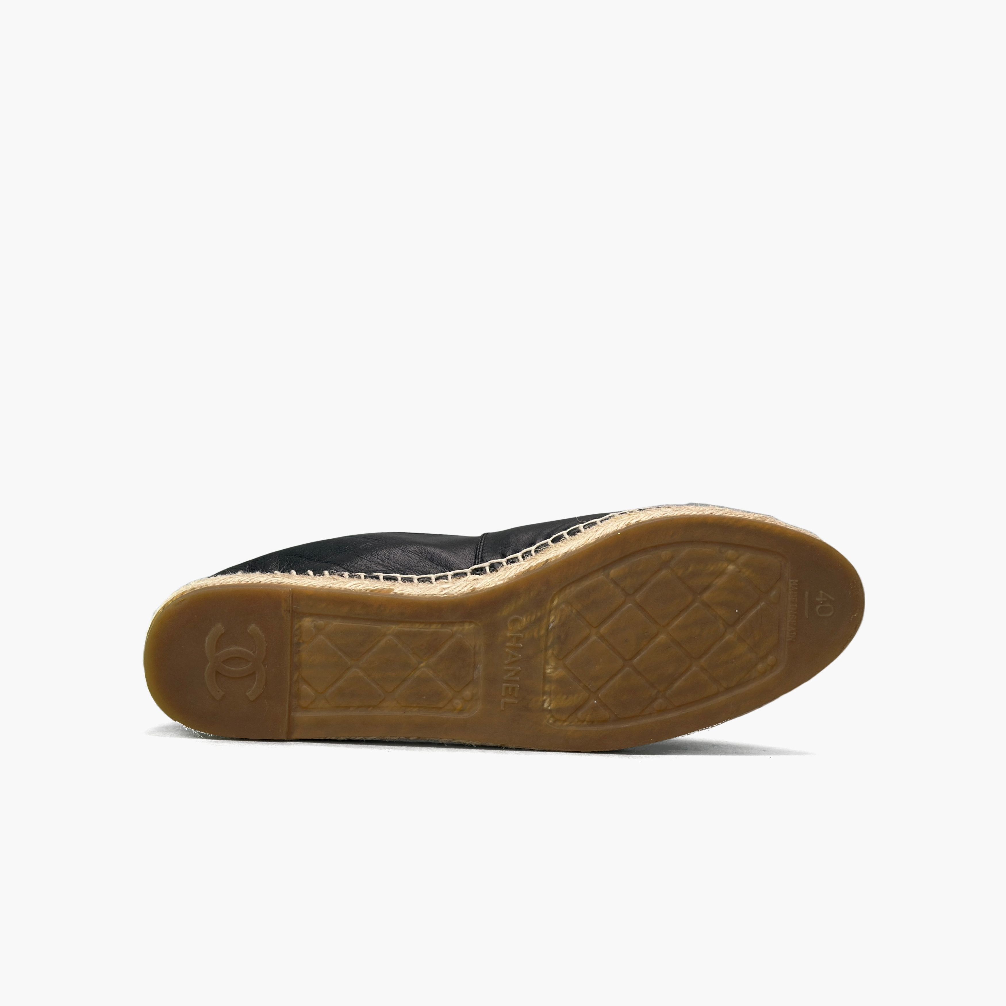 Chanel CHANEL Black Leather CC Logo Espadrilles Size 40 Size US 9 / IT 39 - 7 Thumbnail
