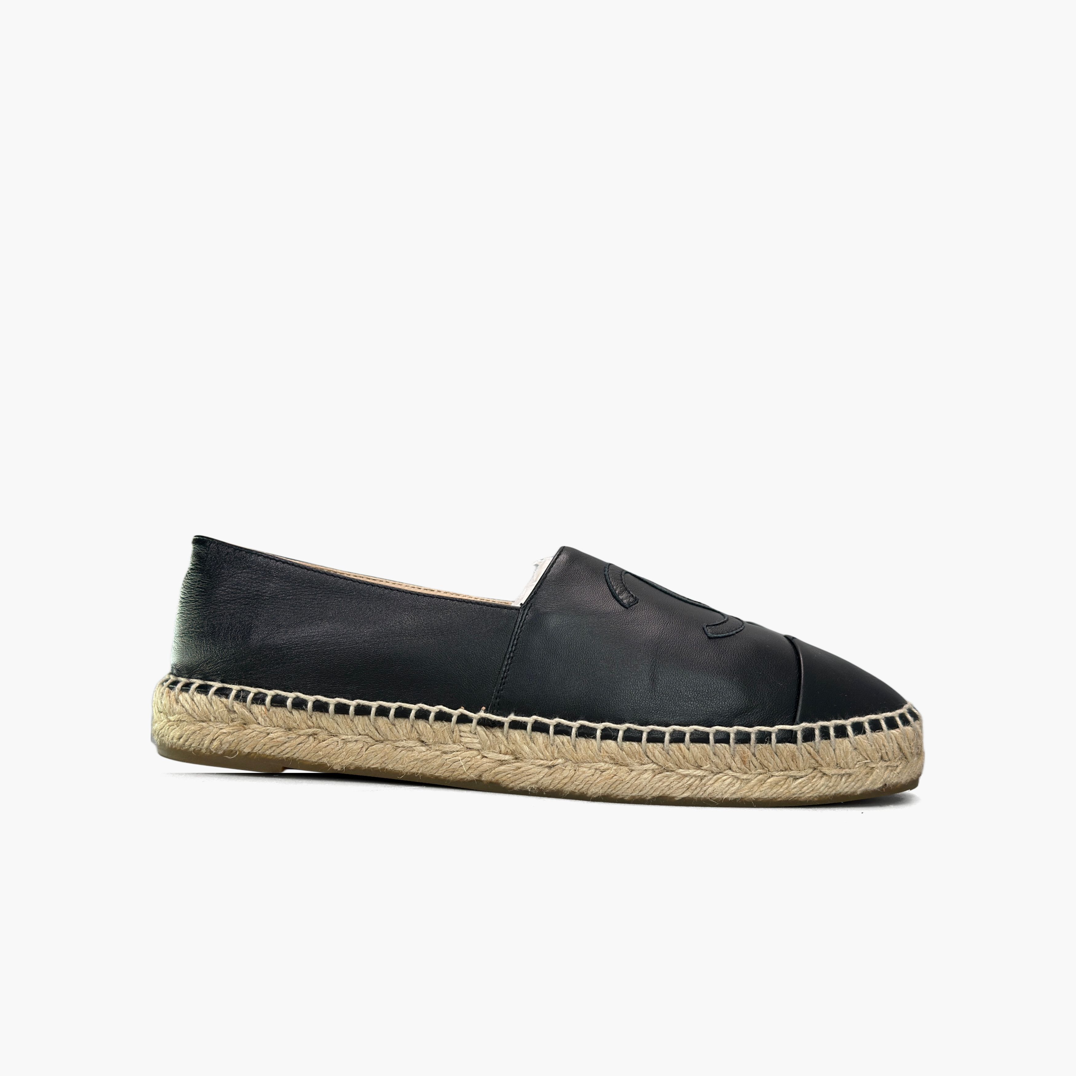 Chanel CHANEL Black Leather CC Logo Espadrilles Size 40 Size US 9 / IT 39 - 4 Thumbnail