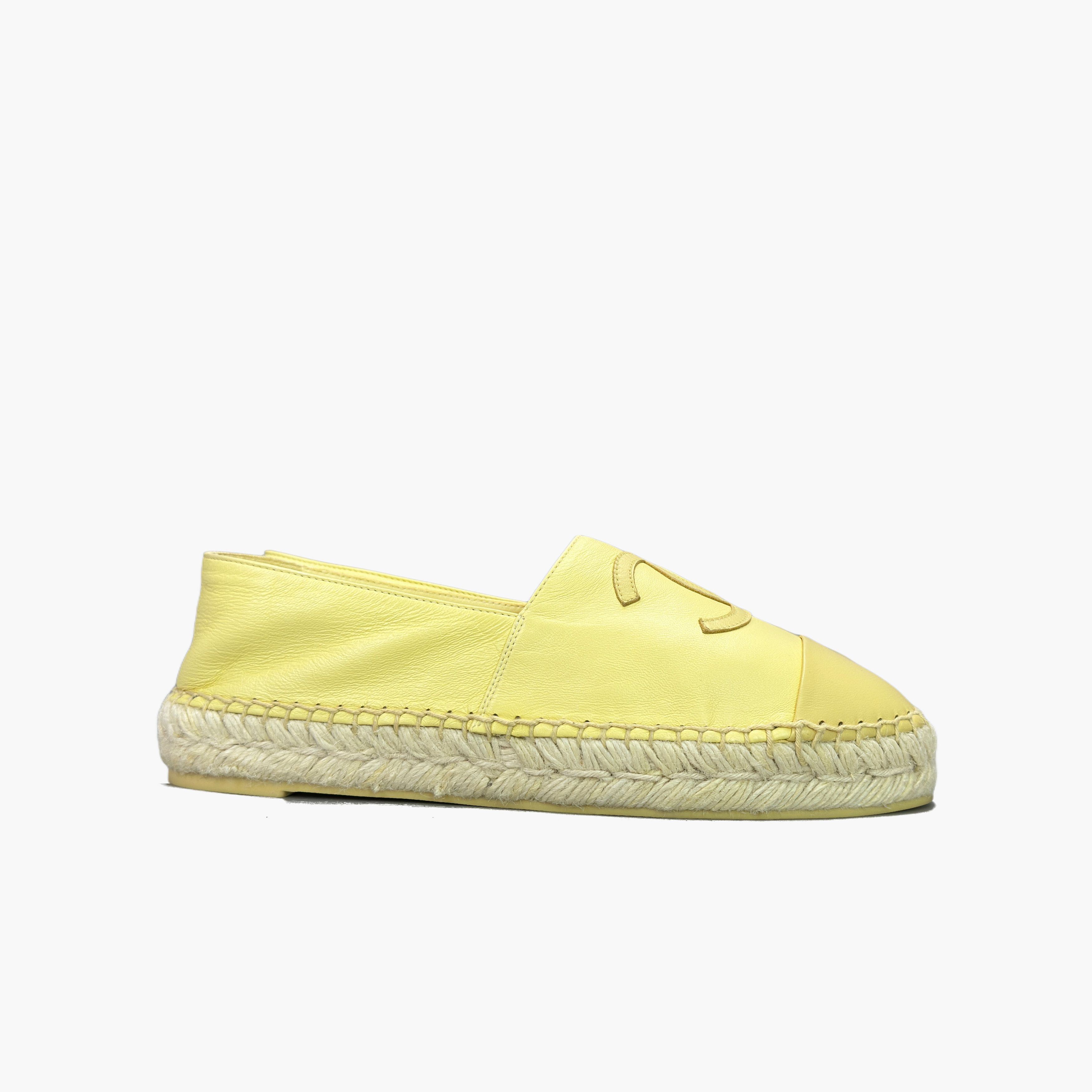 Chanel CHANEL Yellow Leather CC Logo Espadrilles Size 40 Size US 9 / IT 39 - 4 Thumbnail