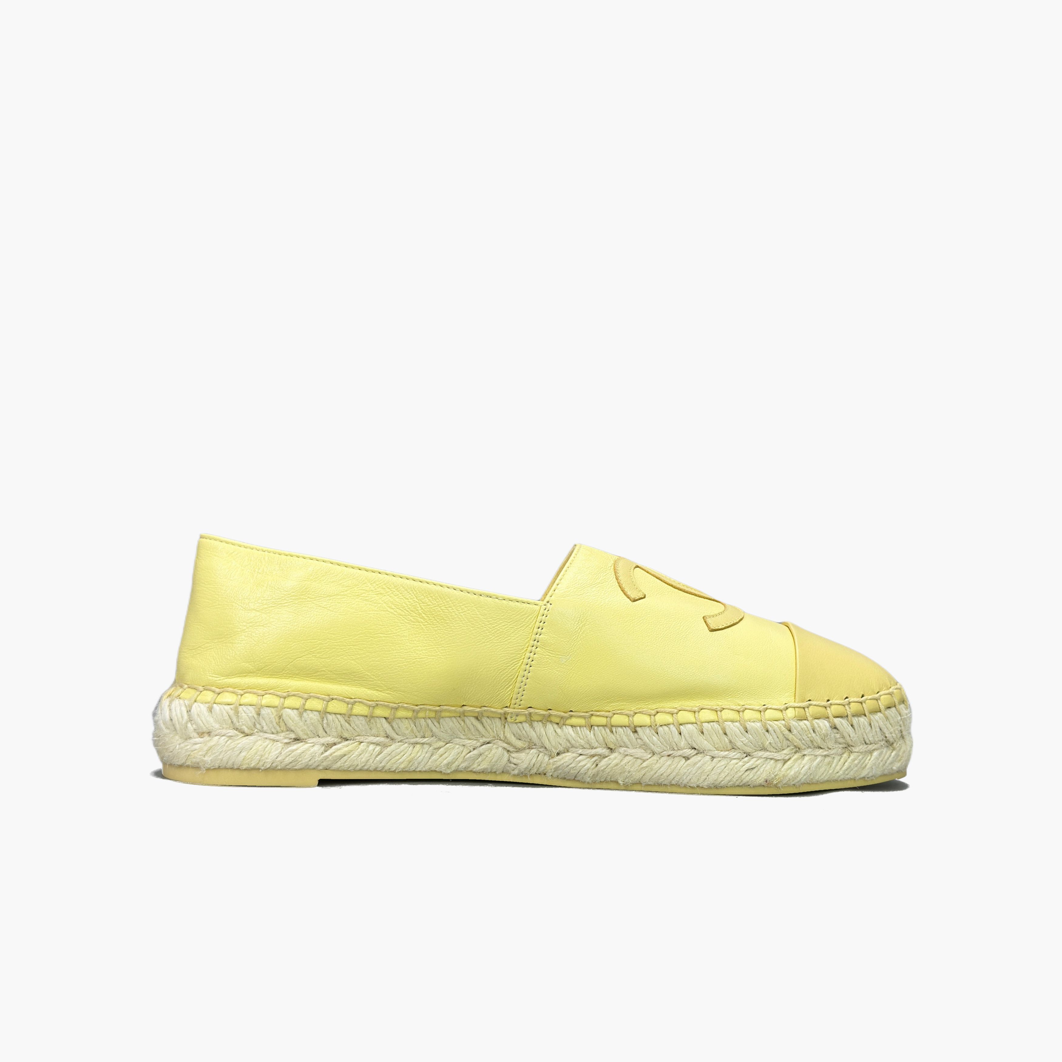 Chanel CHANEL Yellow Leather CC Logo Espadrilles Size 40 Size US 9 / IT 39 - 2 Thumbnail