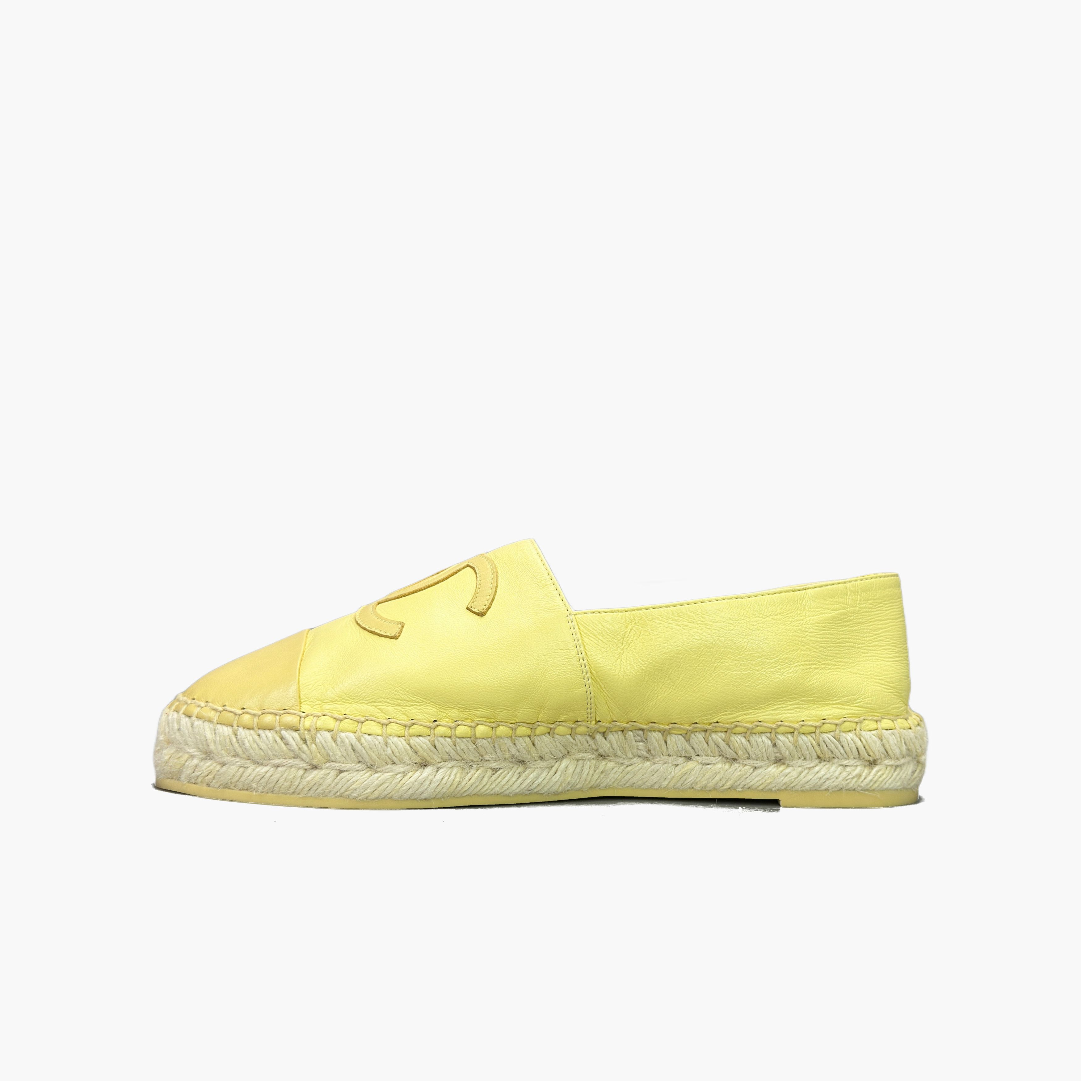 Chanel CHANEL Yellow Leather CC Logo Espadrilles Size 40 Size US 9 / IT 39 - 3 Thumbnail