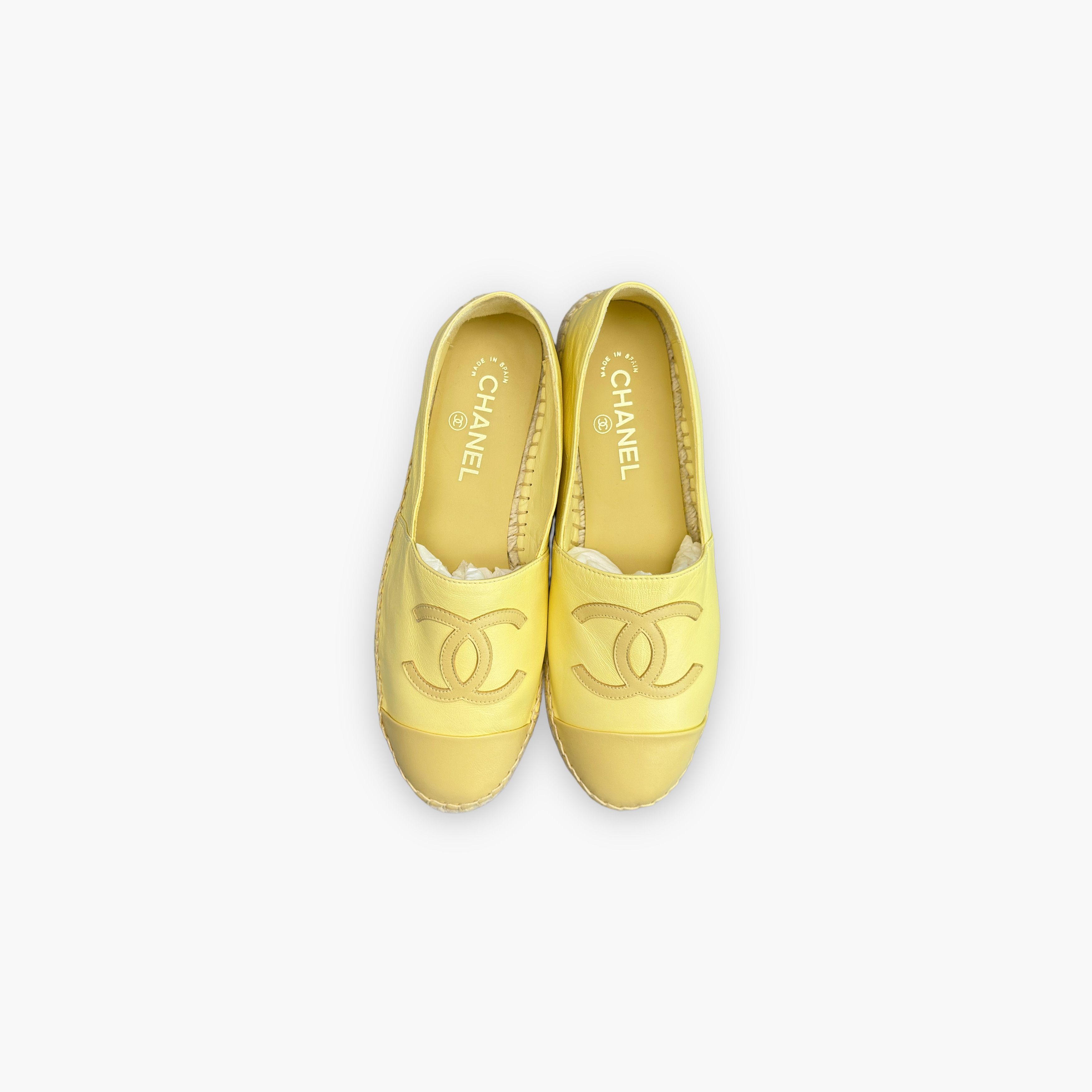 Chanel CHANEL Yellow Leather CC Logo Espadrilles Size 40 Size US 9 / IT 39 - 9 Thumbnail