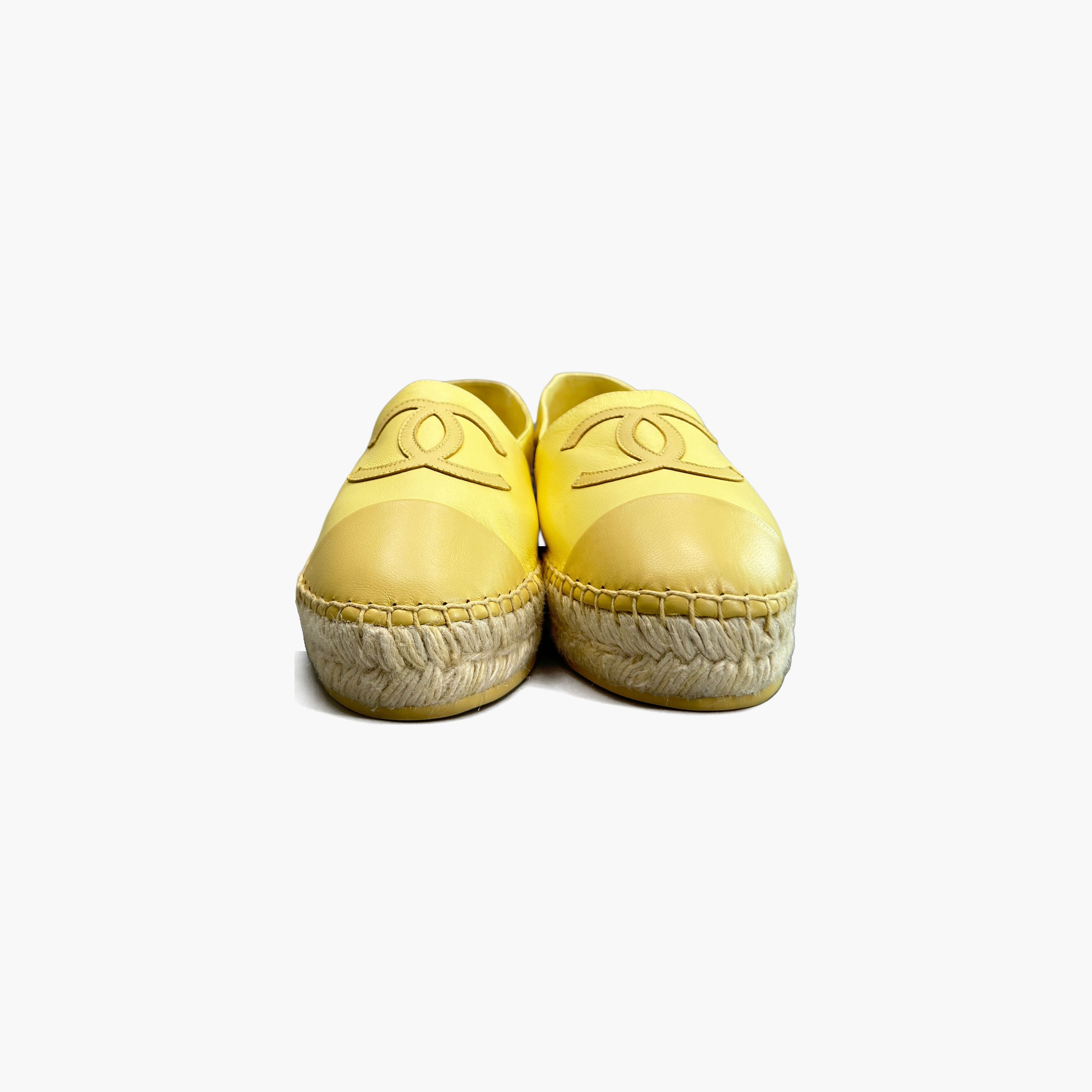 Chanel CHANEL Yellow Leather CC Logo Espadrilles Size 40 Size US 9 / IT 39 - 5 Thumbnail