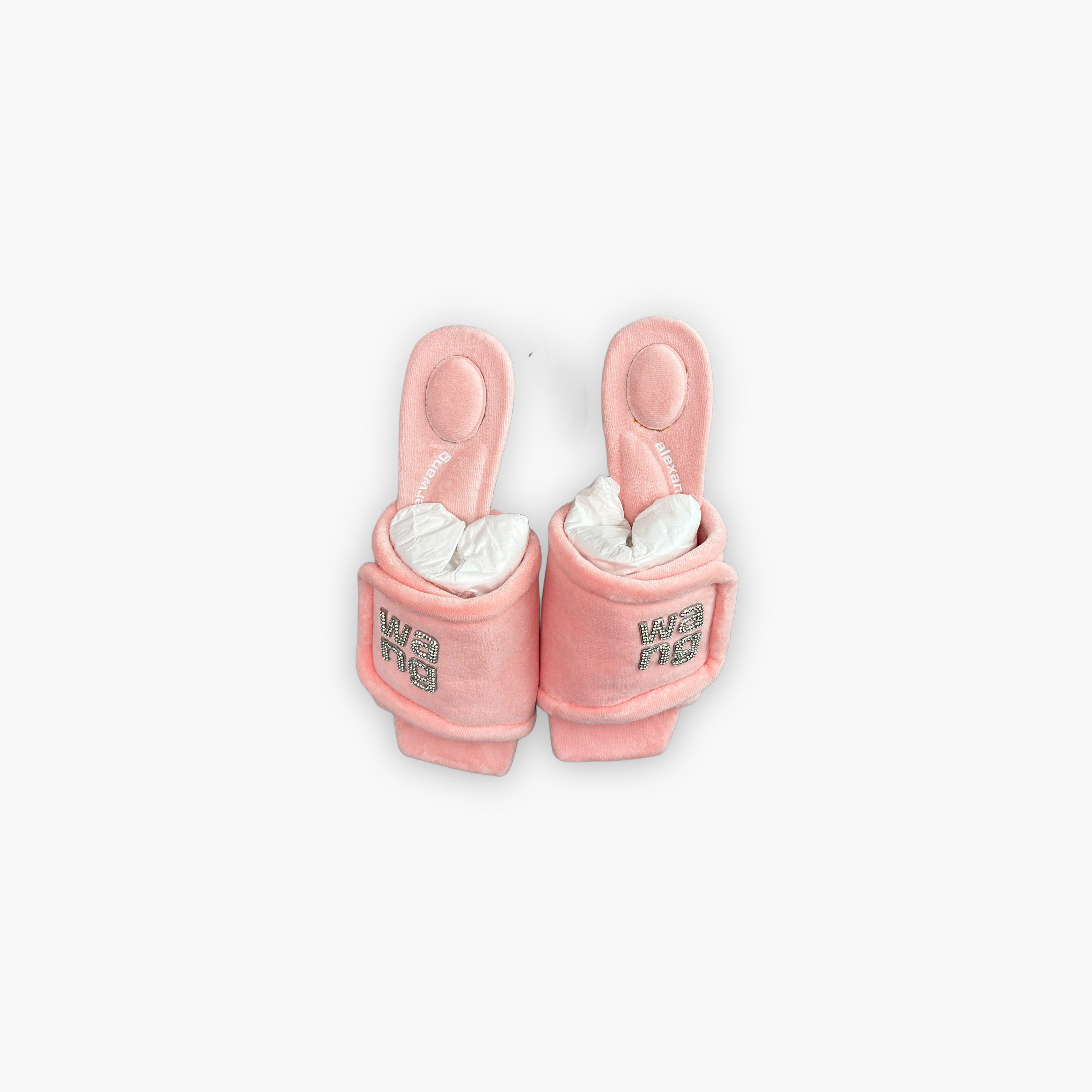 Alexander Wang Alexander Wang Crystal Logo Velour Sandals Size 37 Size US 7 / IT 37 - 9 Thumbnail