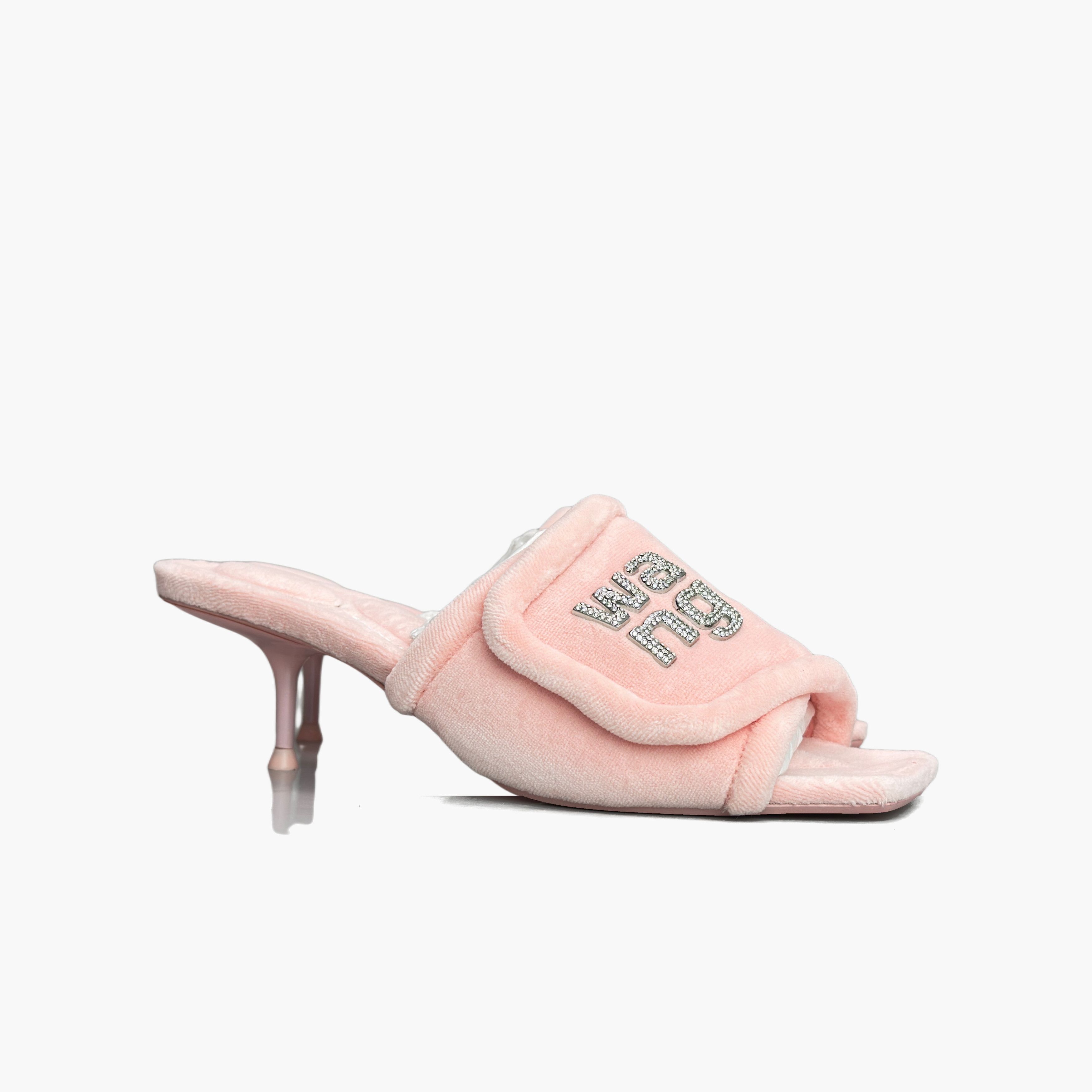Alexander Wang Alexander Wang Crystal Logo Velour Sandals Size 37 Size US 7 / IT 37 - 4 Thumbnail