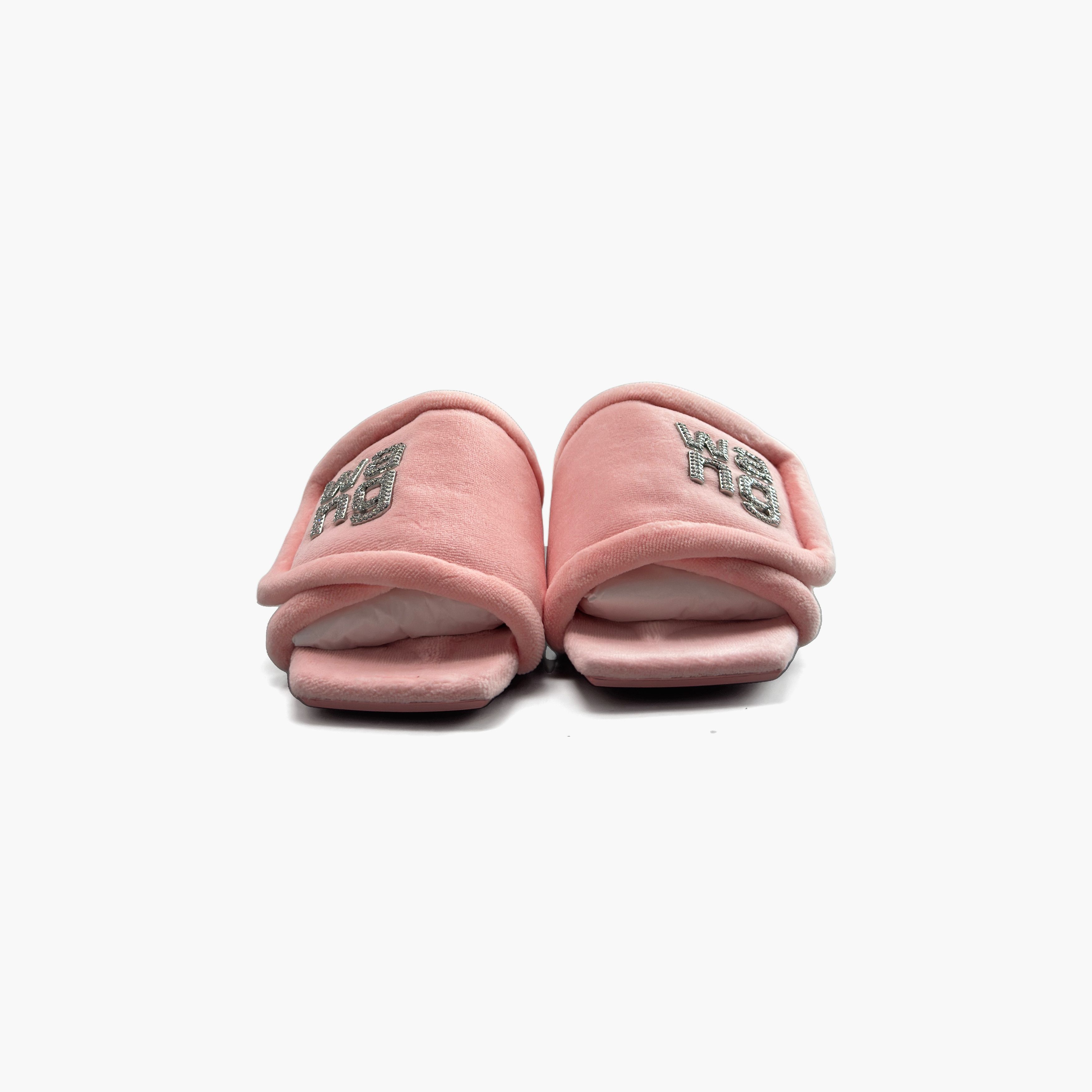 Alexander Wang Alexander Wang Crystal Logo Velour Sandals Size 37 Size US 7 / IT 37 - 5 Thumbnail