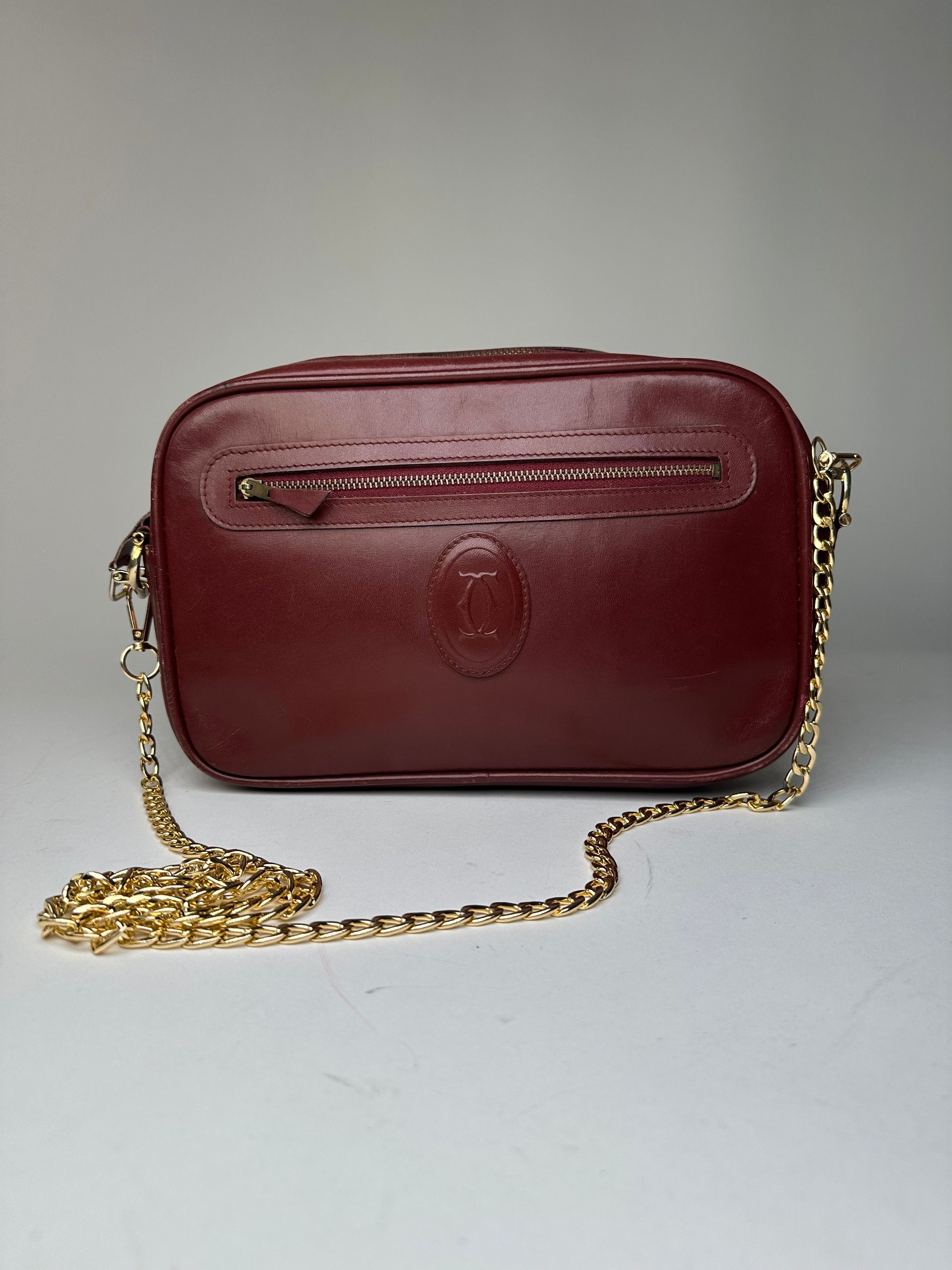 Cartier Vintage Leather Camera Crossbody Bag Bordeaux Size ONE SIZE - 9 Thumbnail