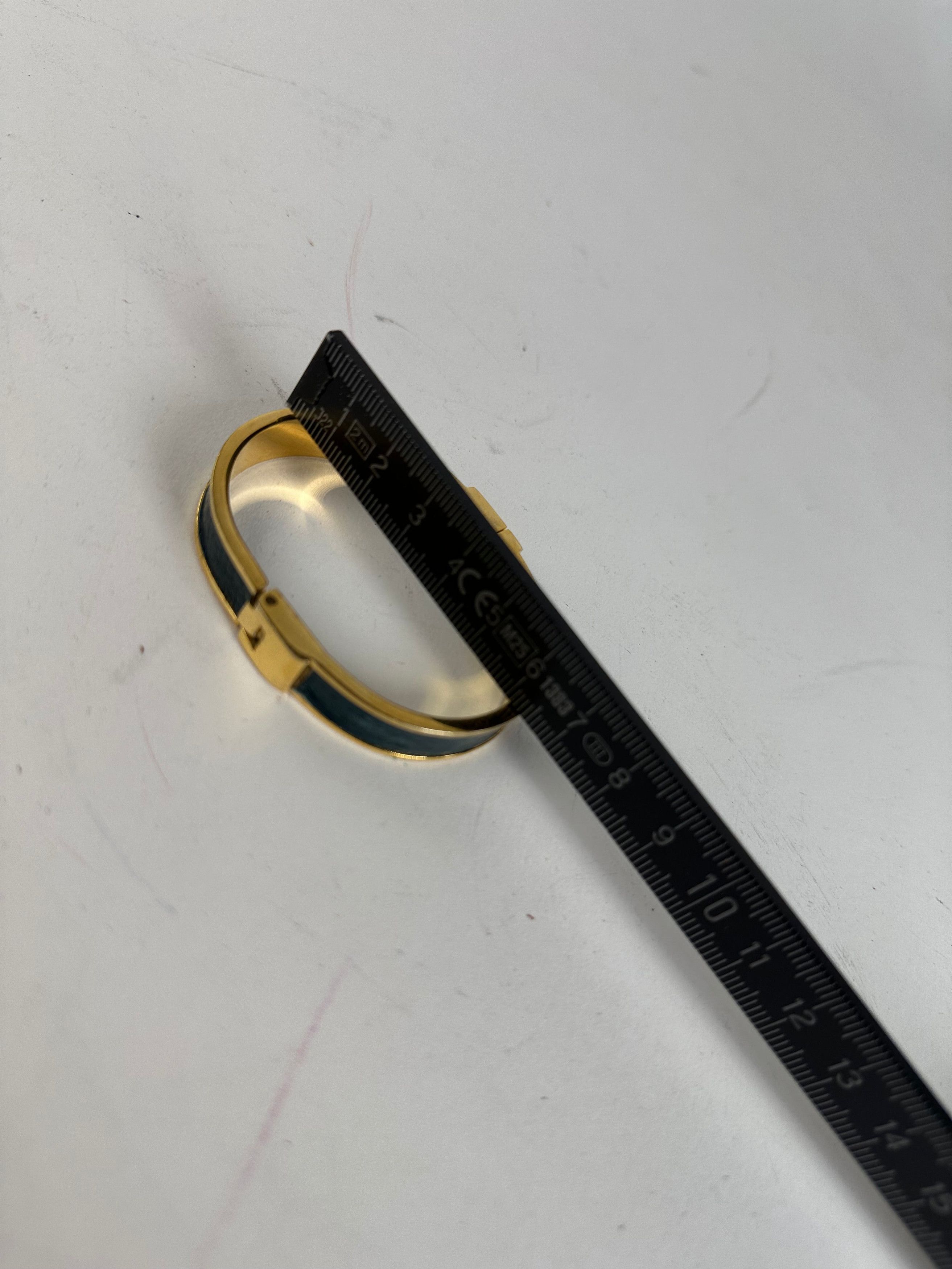 Loewe Vintage Anagram Hinged Bangle Bracelet Gold-Tone Black Leath Size ONE SIZE - 6 Thumbnail