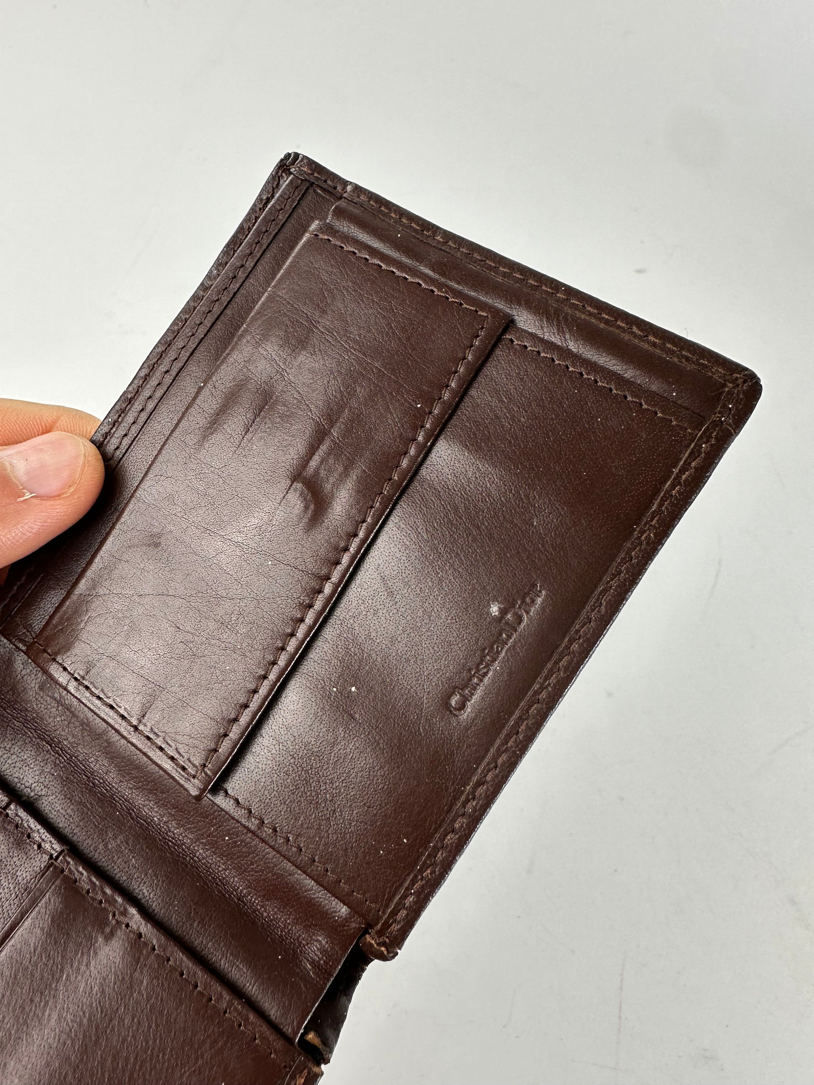 Dior Vintage Leather Bifold Wallet Dark Brown Size ONE SIZE - 5 Thumbnail