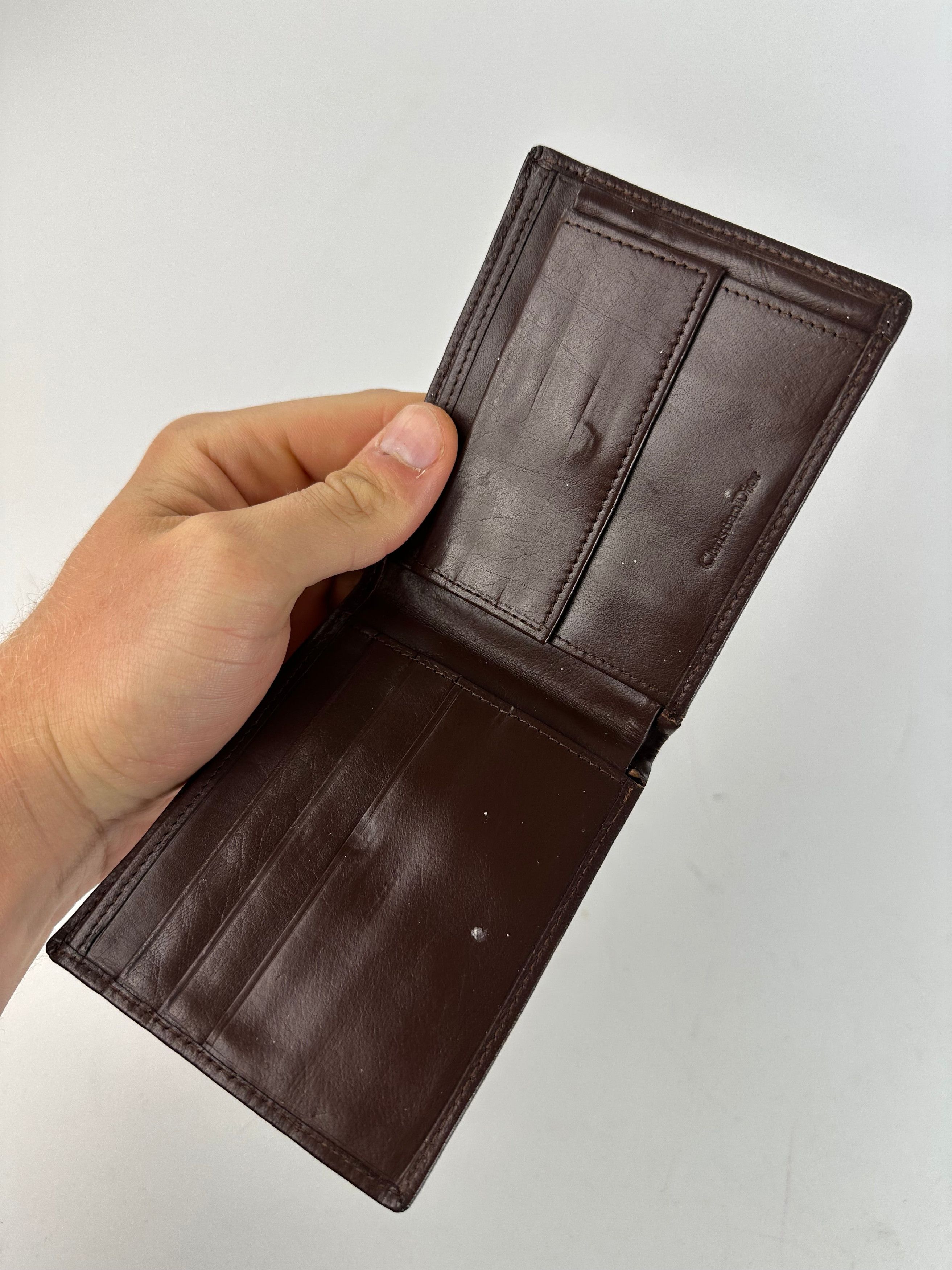 Dior Vintage Leather Bifold Wallet Dark Brown Size ONE SIZE - 4 Thumbnail