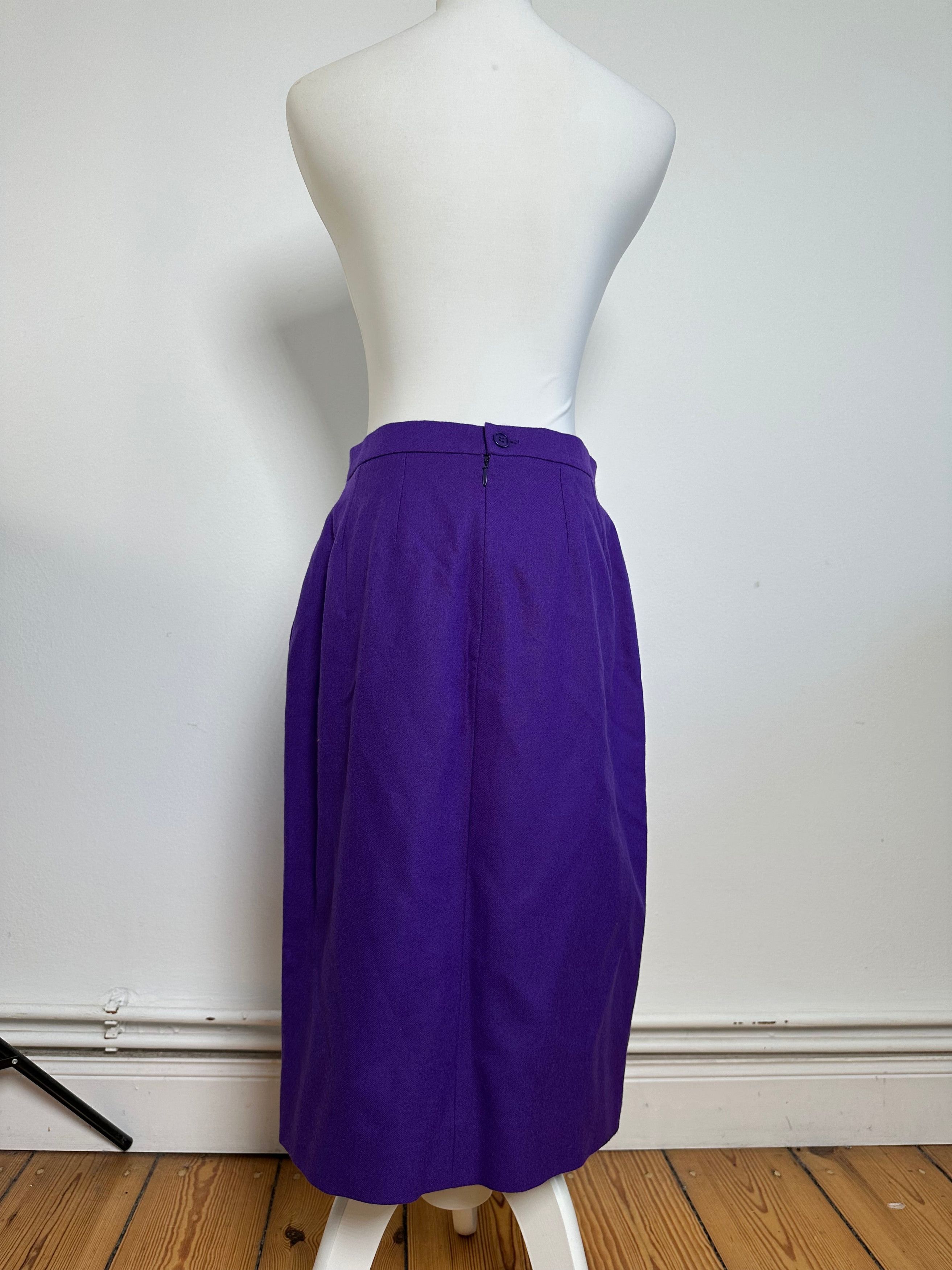 Givenchy Vintage Wool Pencil Skirt Purple L Size 34" / US 12 / IT 48 - 3 Thumbnail
