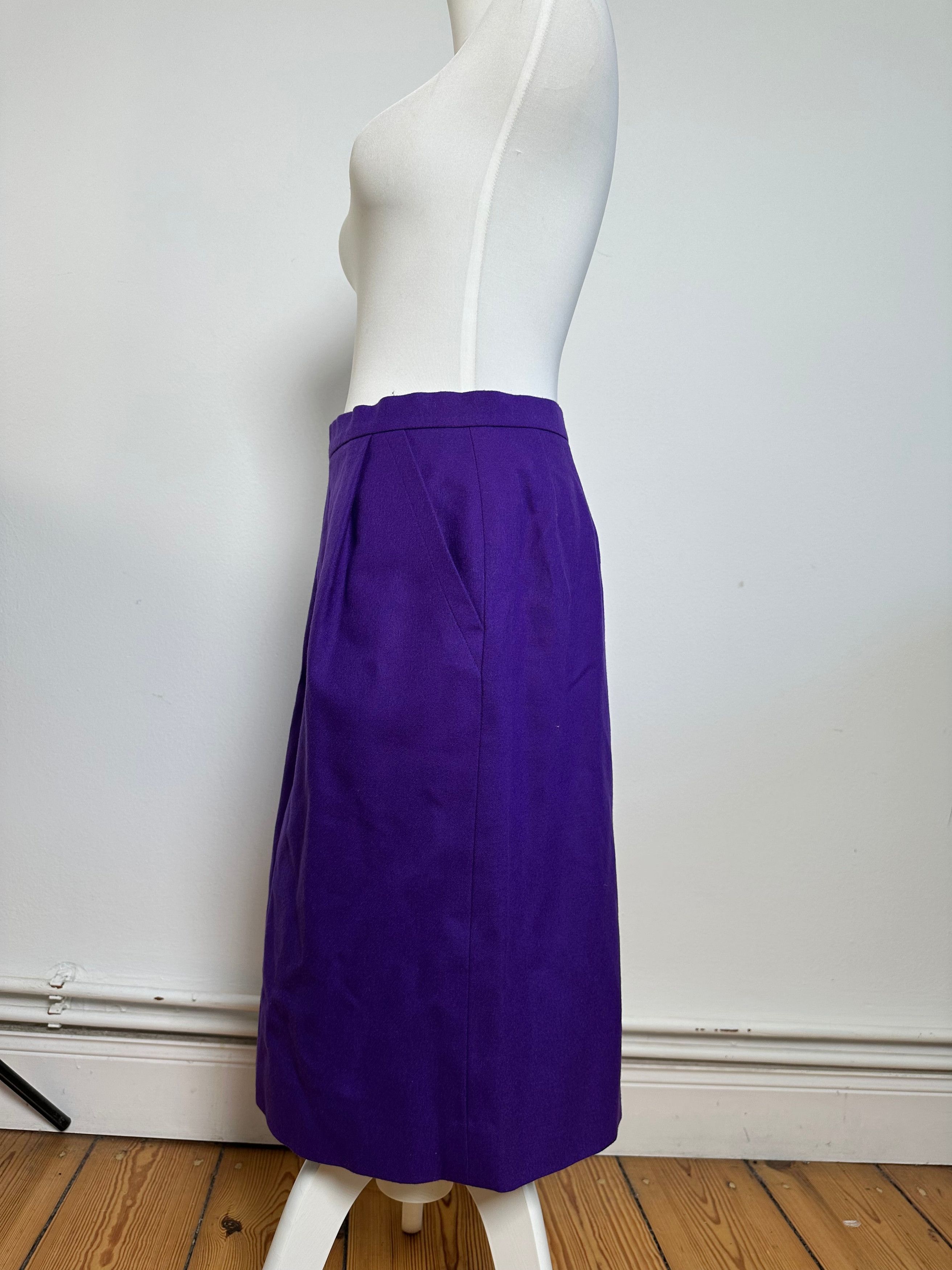 Givenchy Vintage Wool Pencil Skirt Purple L Size 34" / US 12 / IT 48 - 2 Thumbnail