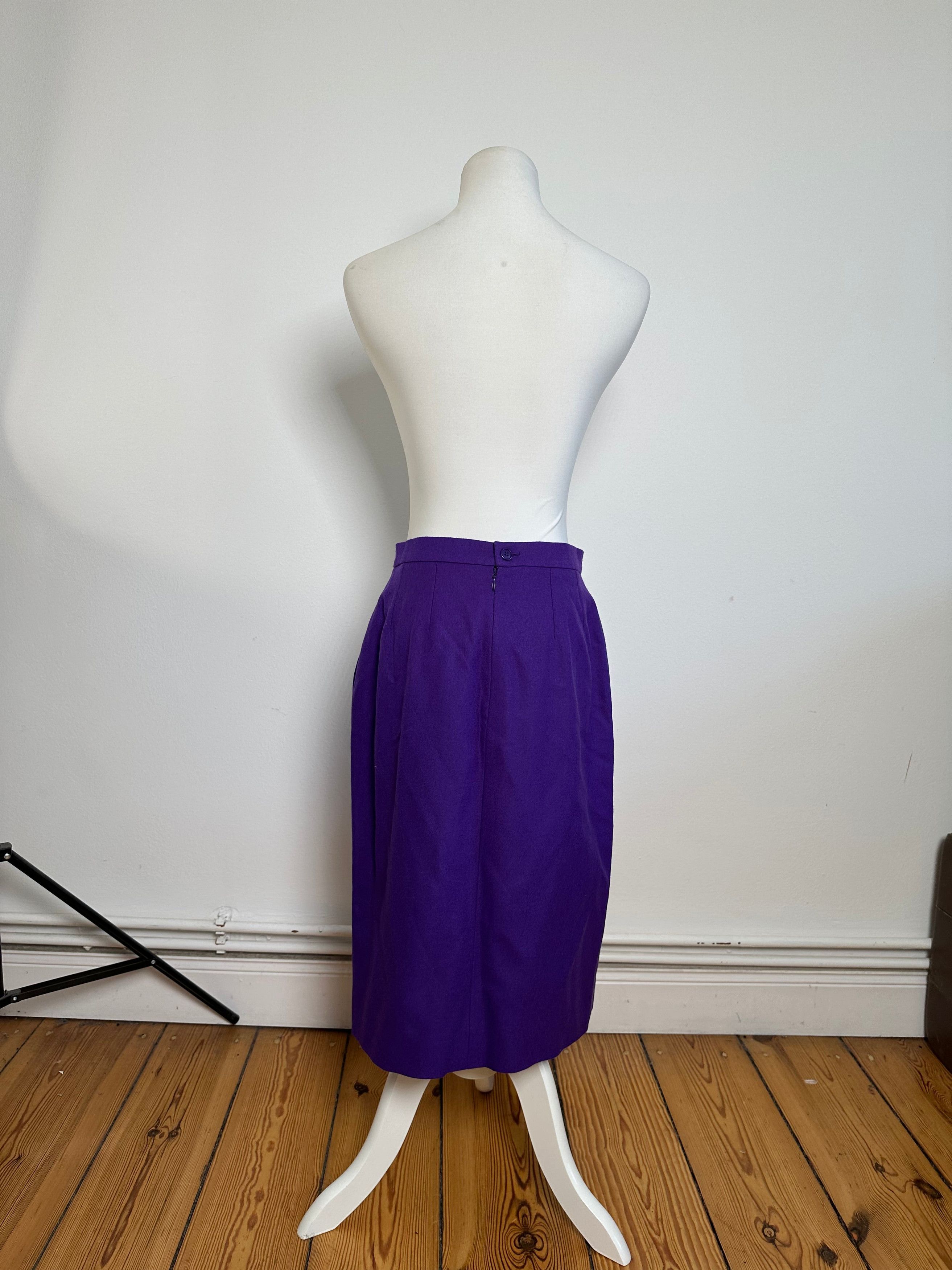 Givenchy Vintage Wool Pencil Skirt Purple L Size 34" / US 12 / IT 48 - 14 Thumbnail