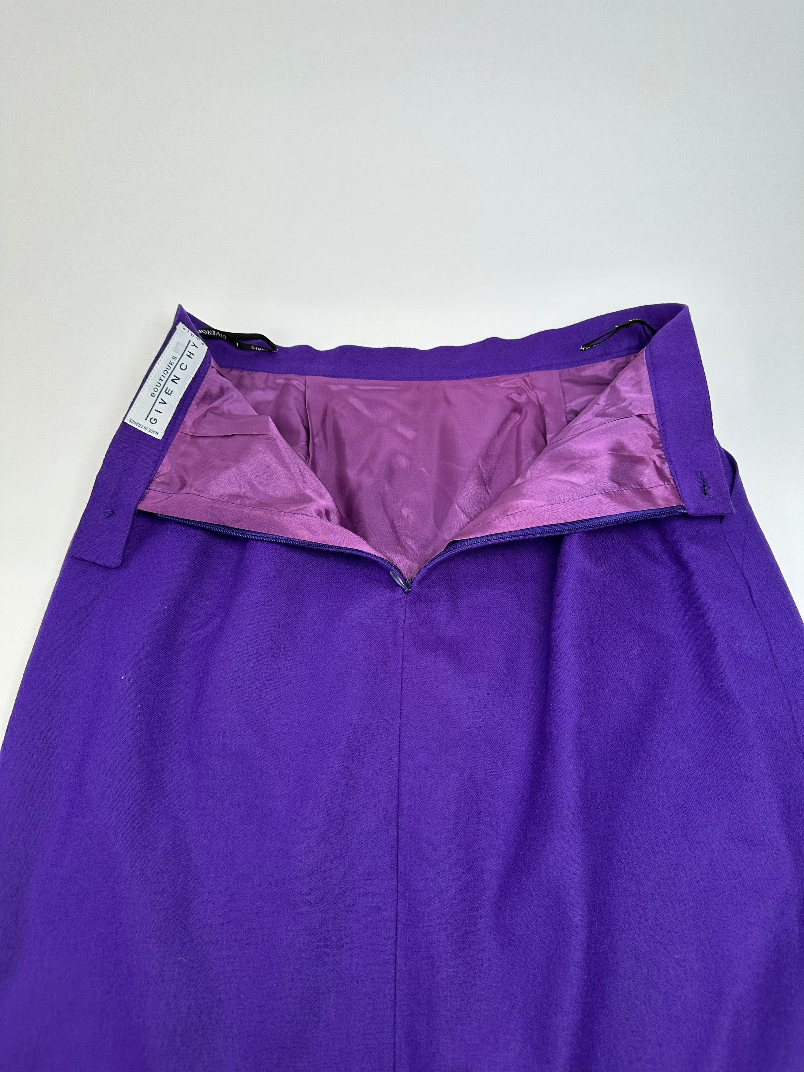 Givenchy Vintage Wool Pencil Skirt Purple L Size 34" / US 12 / IT 48 - 8 Thumbnail