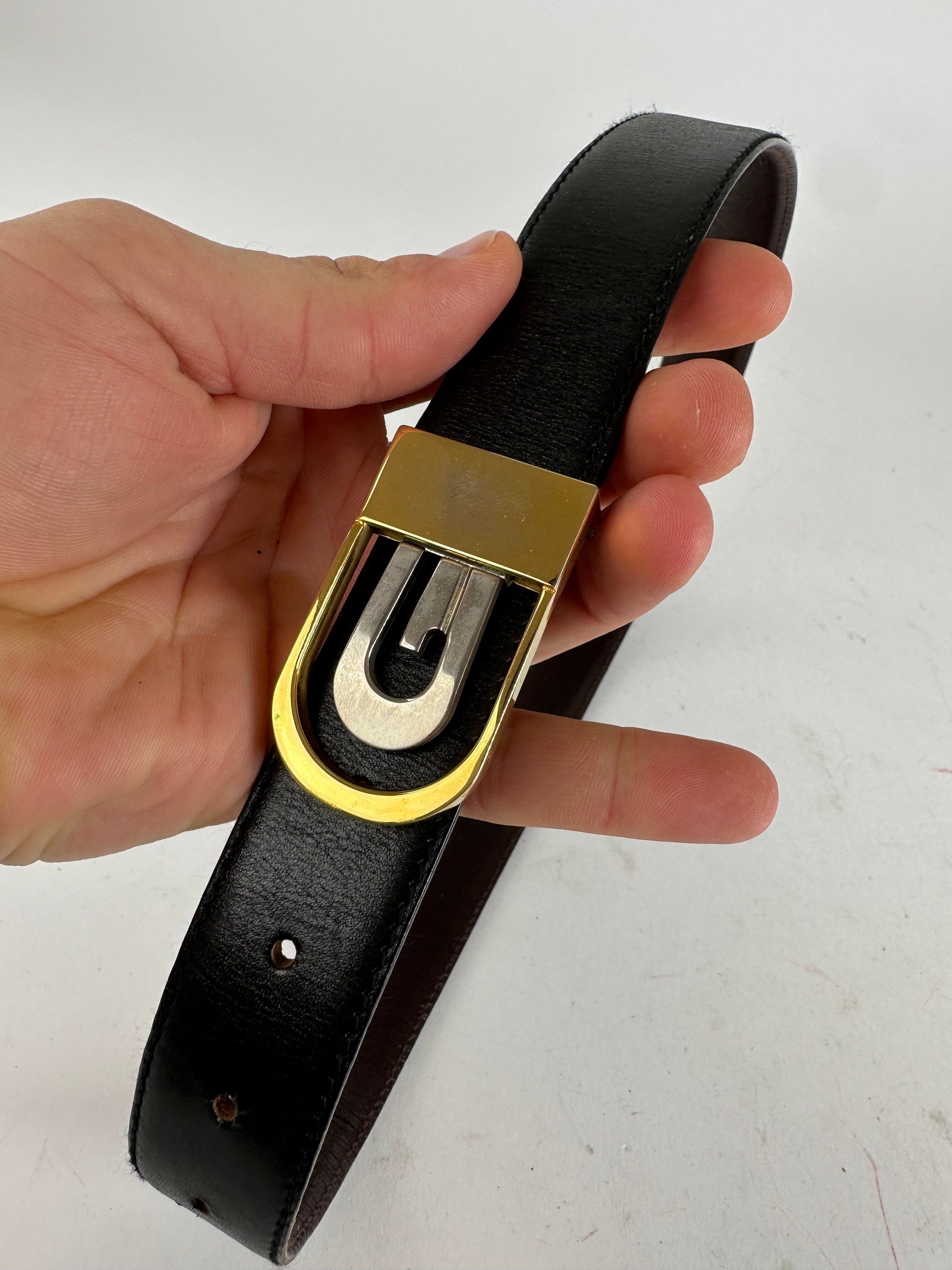 Gucci Vintage Reversible Belt Leather Black Brown Size ONE SIZE - 2 Thumbnail