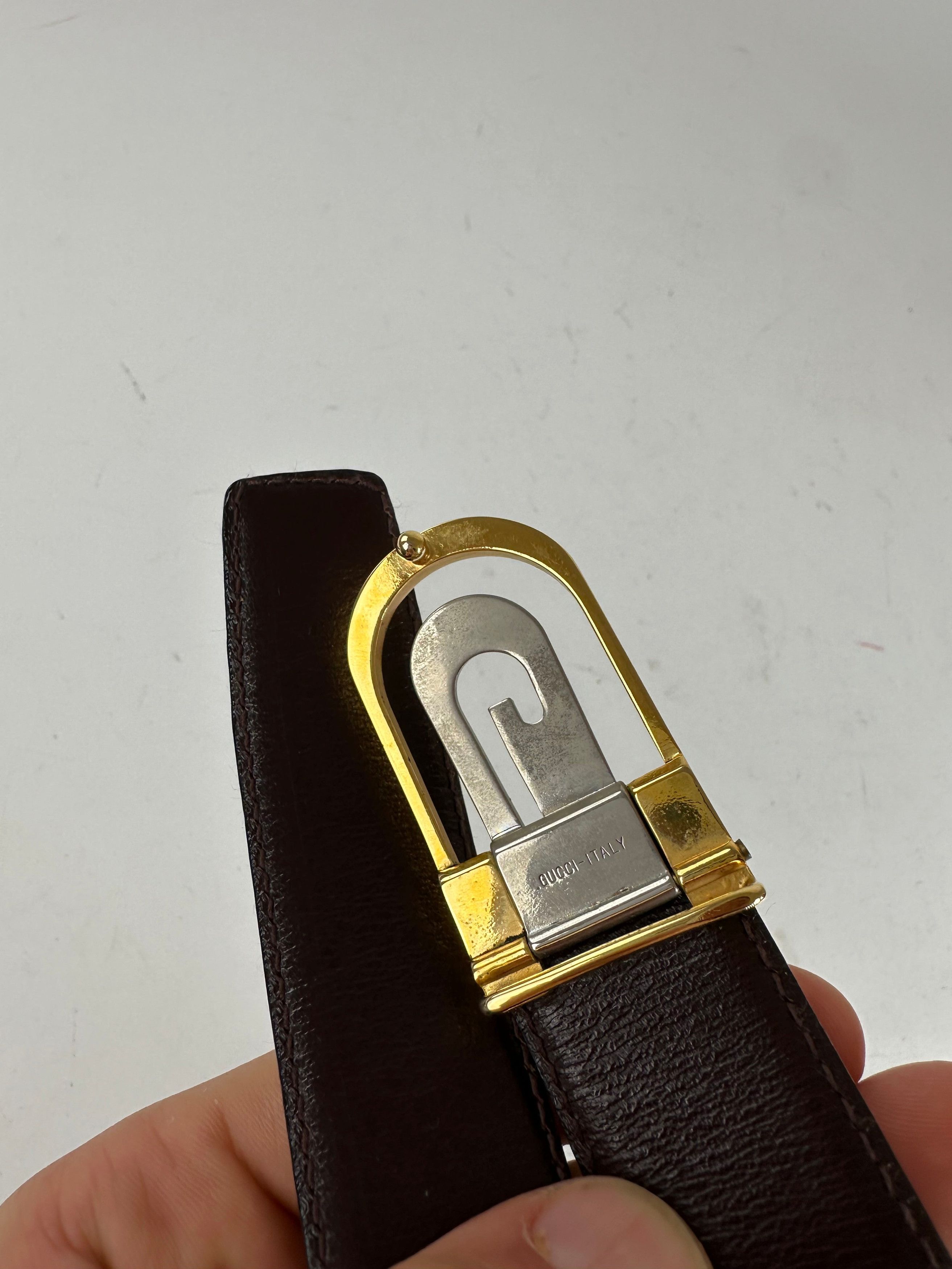 Gucci Vintage Reversible Belt Leather Black Brown Size ONE SIZE - 4 Thumbnail