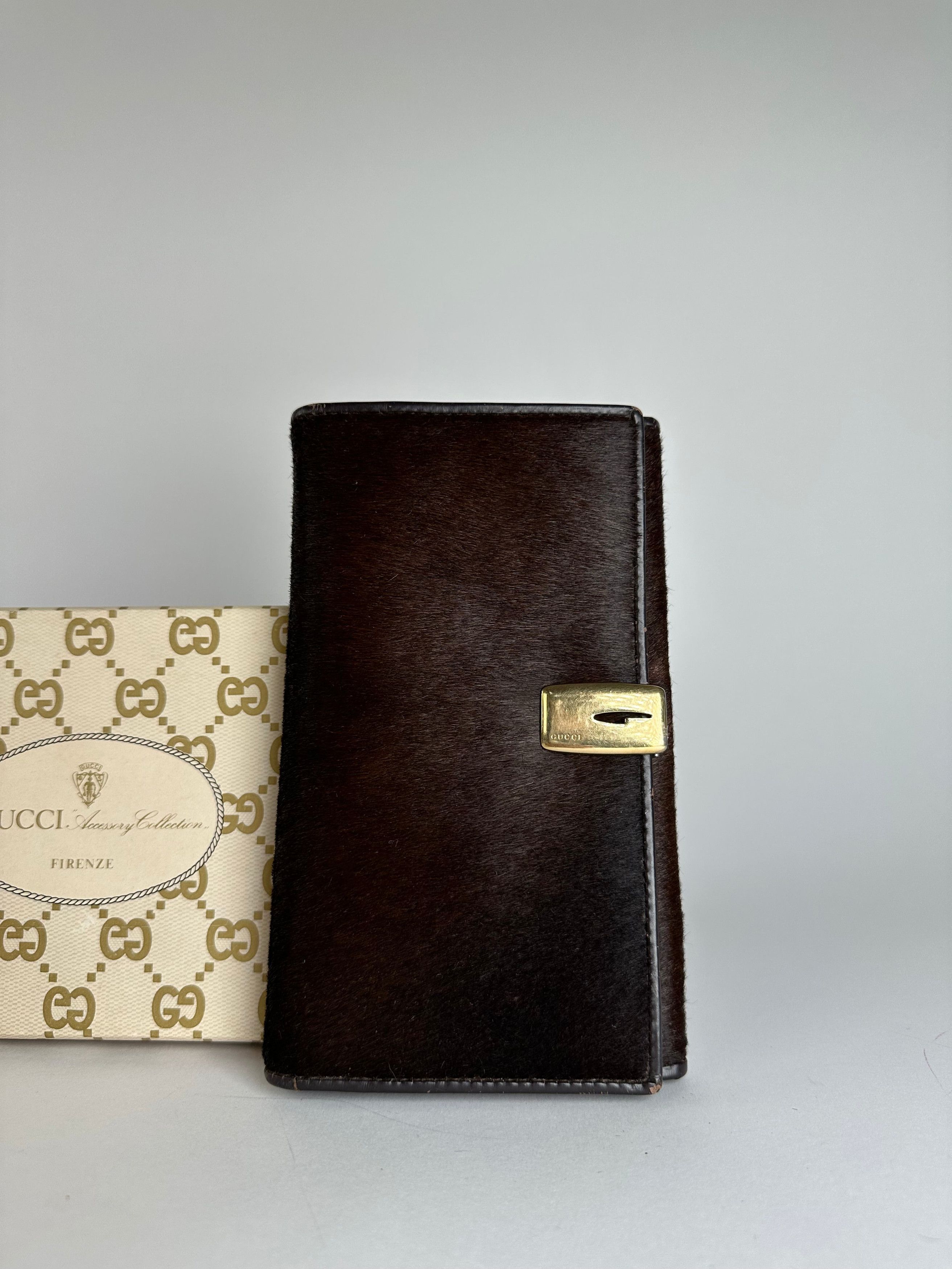Gucci Vintage Accessory Collection Pony Hair Long Wallet Dark Brow Size ONE SIZE - 10 Thumbnail
