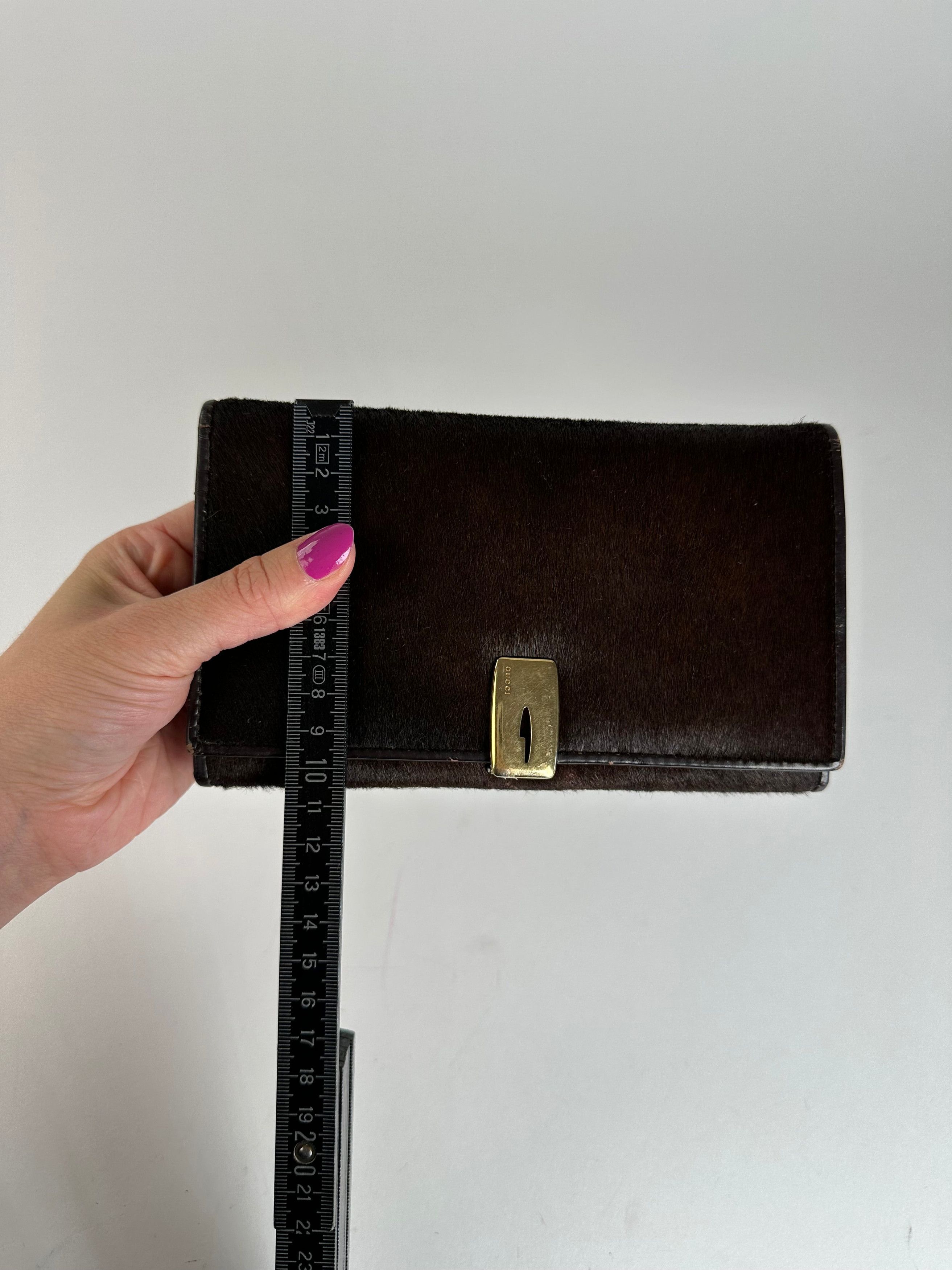 Gucci Vintage Accessory Collection Pony Hair Long Wallet Dark Brow Size ONE SIZE - 8 Thumbnail