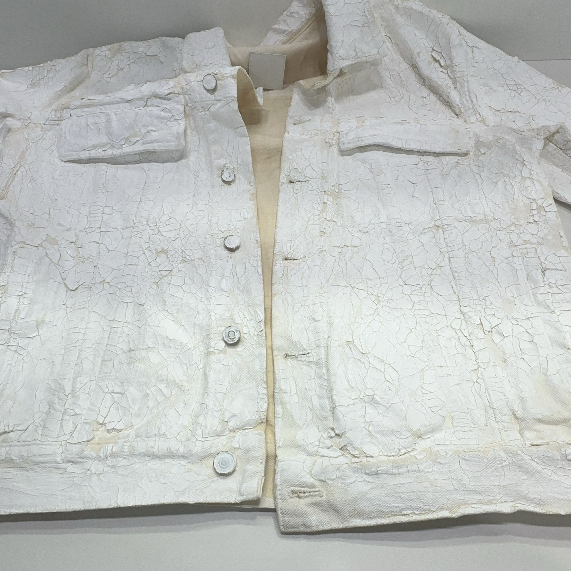 Givenchy Givenchy Cracked White Denim Jacket Size XXL Size US XXL / EU 58 / 5 - 7 Thumbnail