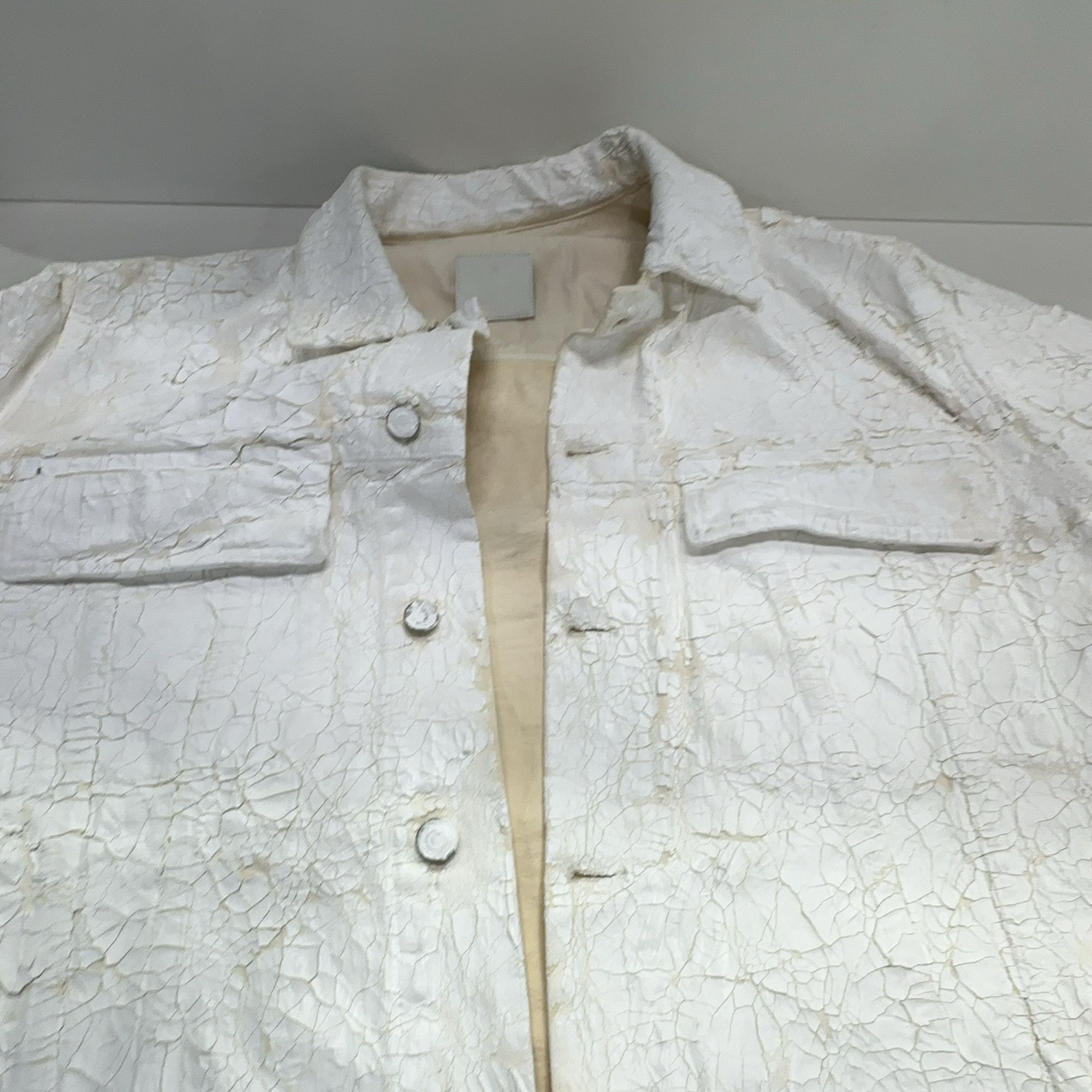 Givenchy Givenchy Cracked White Denim Jacket Size XXL Size US XXL / EU 58 / 5 - 6 Thumbnail