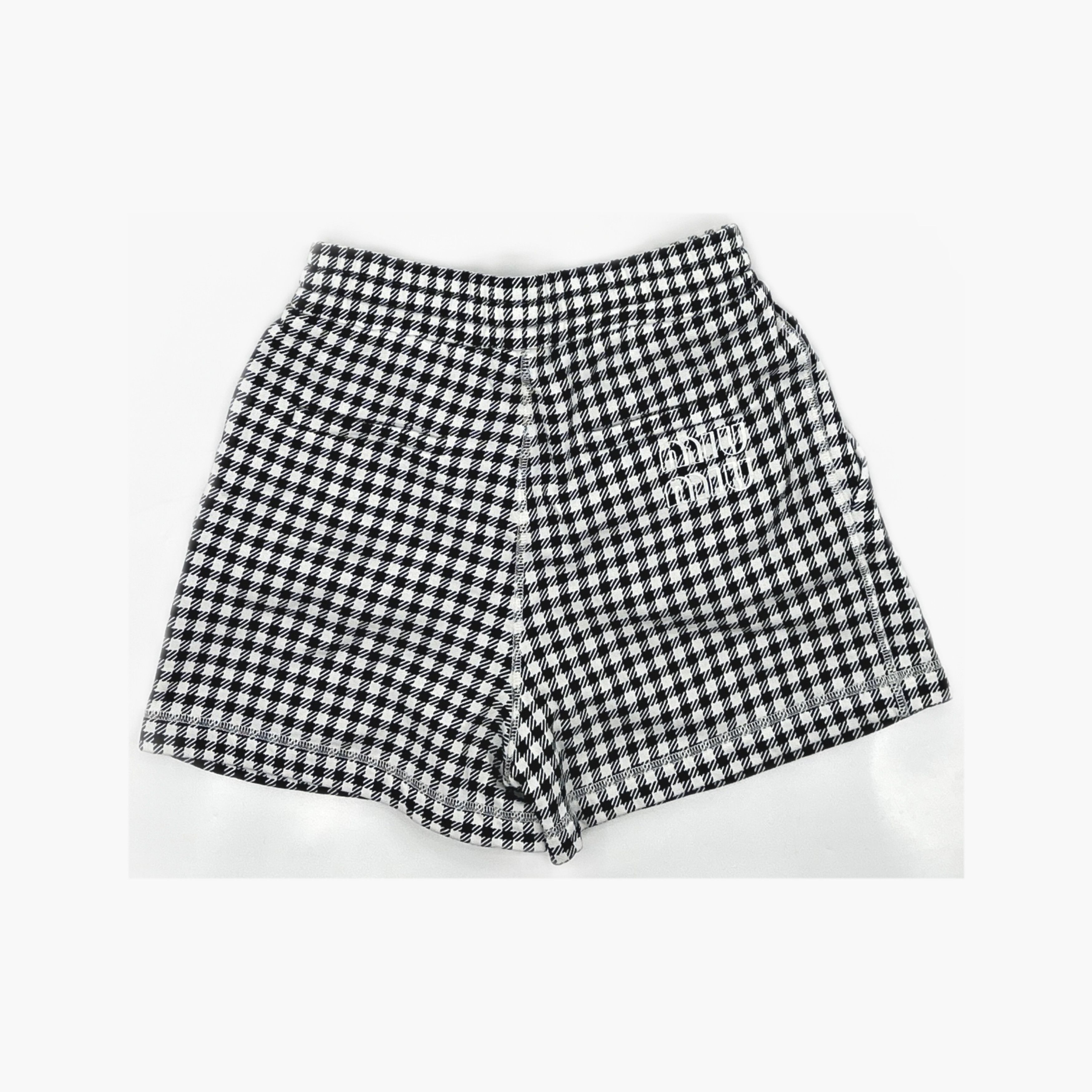 Miu Miu Miu Miu Houndstooth Drawstring Shorts Size 38 Size 26" / US 2 / IT 38 - 2 Thumbnail